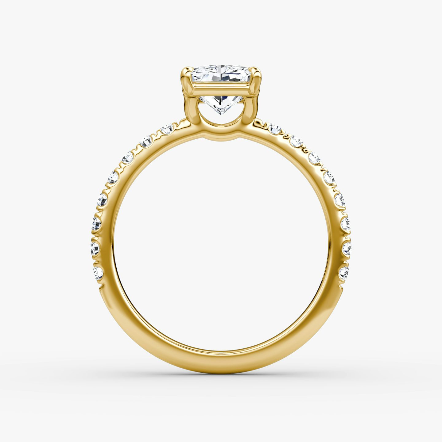 The Signature | Radiant | 18k | Yellow Gold | bandAccent: Pavé | bandWidth: large | hiddenHalo: no | diamondOrientation: vertical | caratWeight: other
