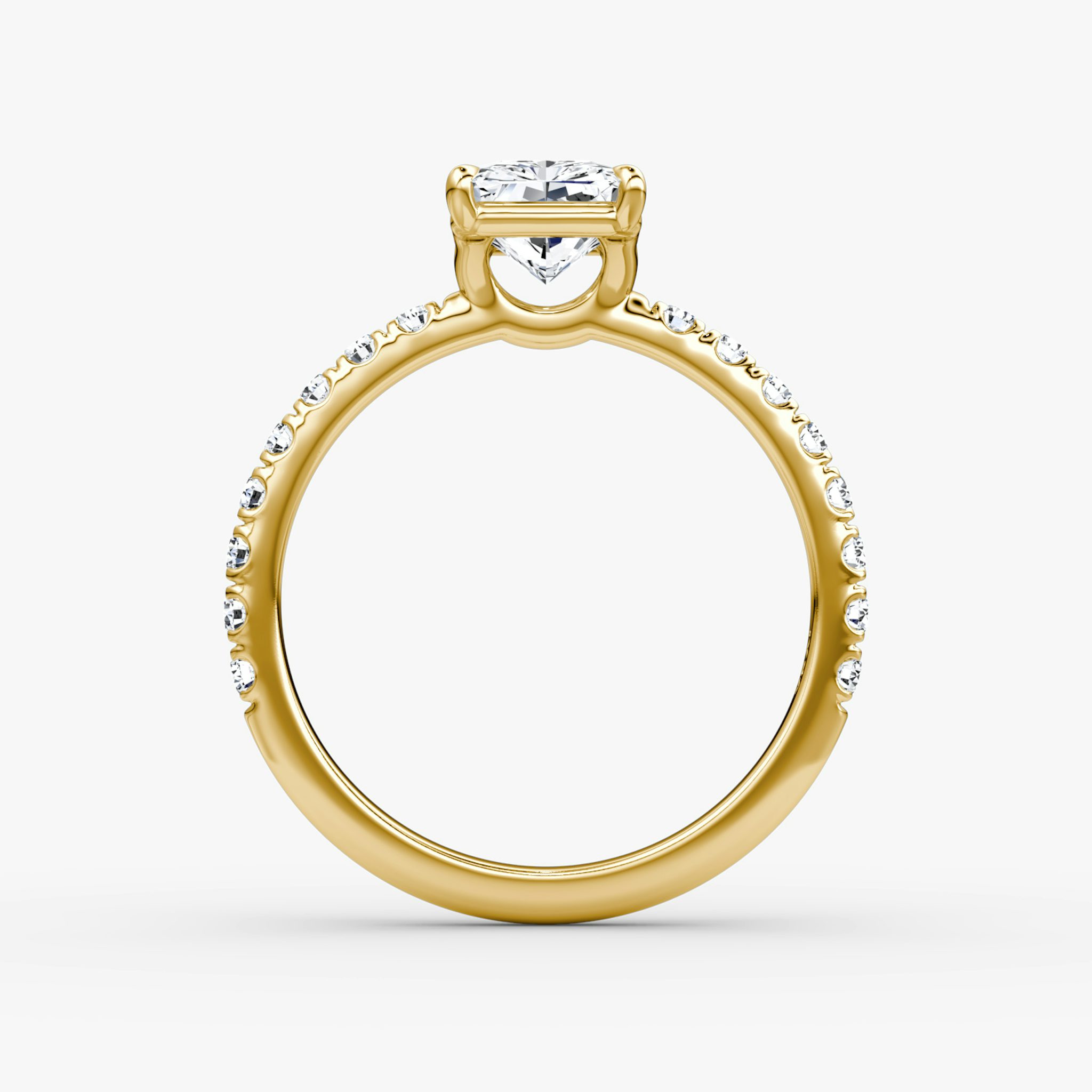 The Signature | Radiant | 18k | Yellow Gold | bandAccent: Pavé | bandWidth: large | hiddenHalo: no | diamondOrientation: vertical | caratWeight: other