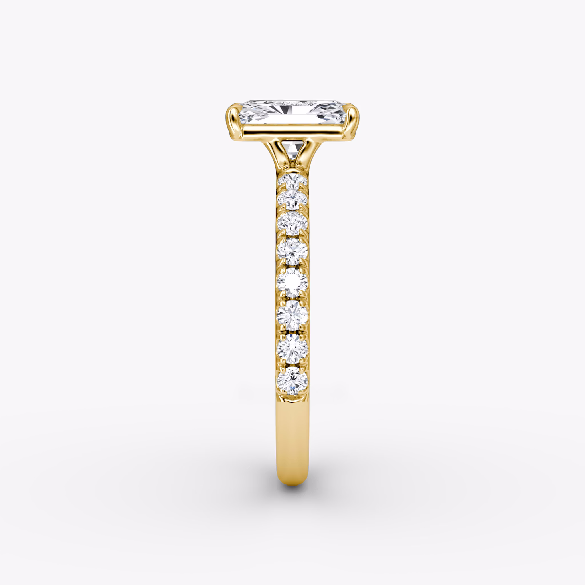 The Signature | Radiant | 18k | Yellow Gold | bandAccent: Pavé | bandWidth: large | hiddenHalo: no | diamondOrientation: vertical | caratWeight: other