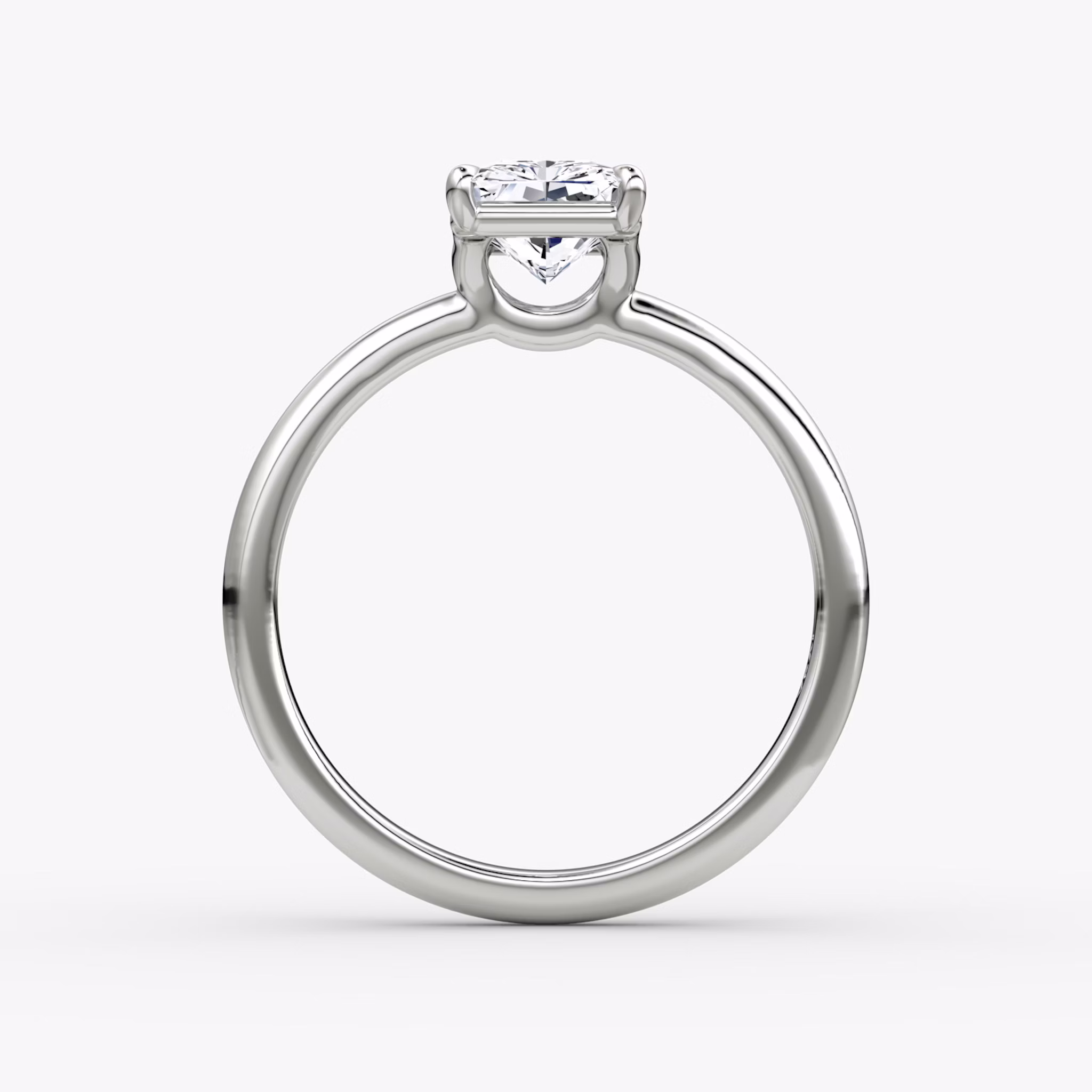 The Signature | Radiant | 18k | White Gold | bandAccent: Plain | bandWidth: large | hiddenHalo: no | diamondOrientation: vertical | caratWeight: other