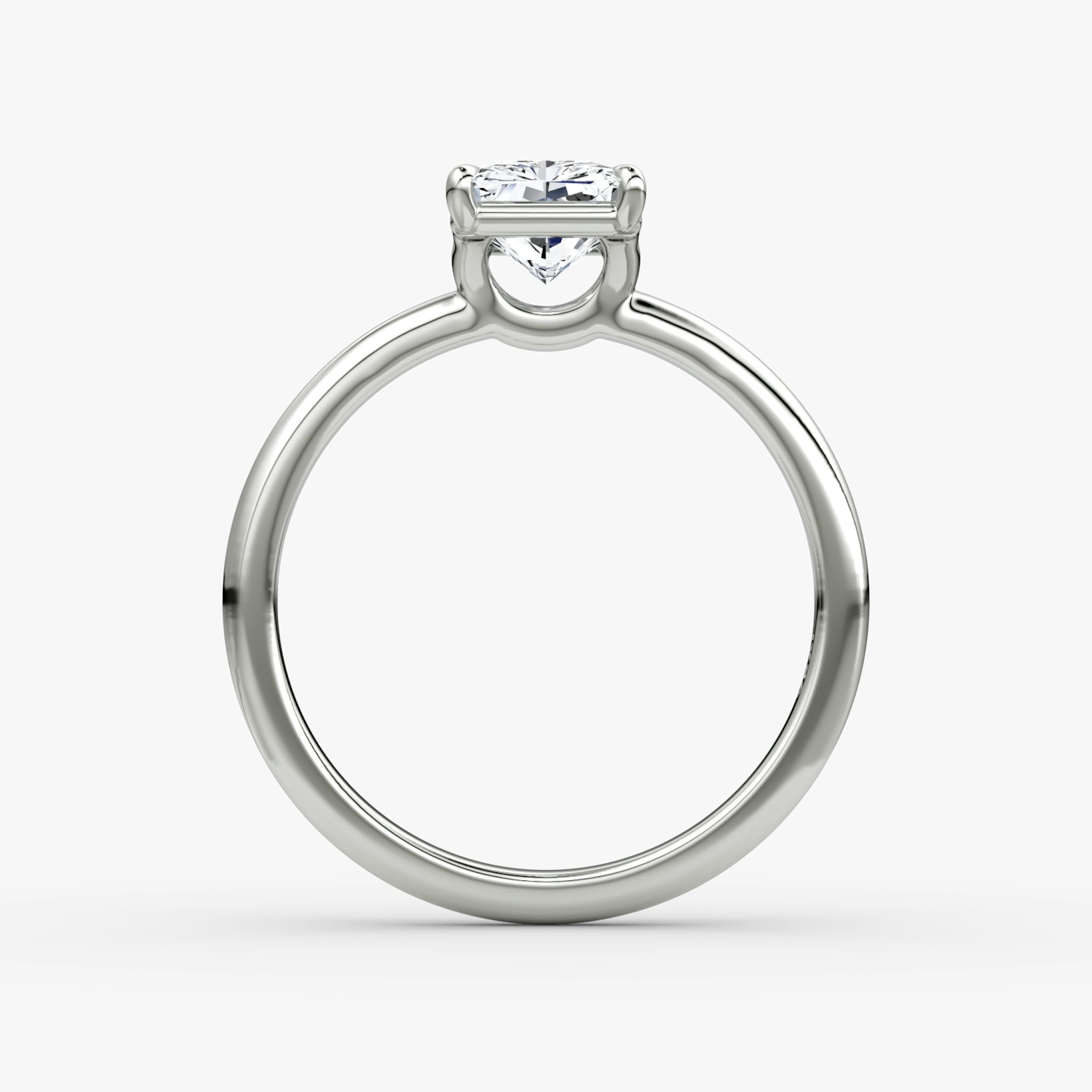 The Signature | Radiant | 18k | White Gold | bandAccent: Plain | bandWidth: large | hiddenHalo: no | diamondOrientation: vertical | caratWeight: other