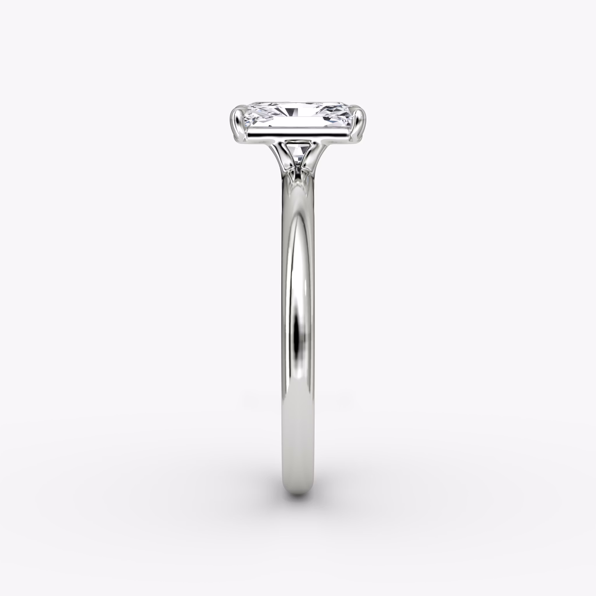 The Signature | Radiant | 18k | White Gold | bandAccent: Plain | bandWidth: large | hiddenHalo: no | diamondOrientation: vertical | caratWeight: other