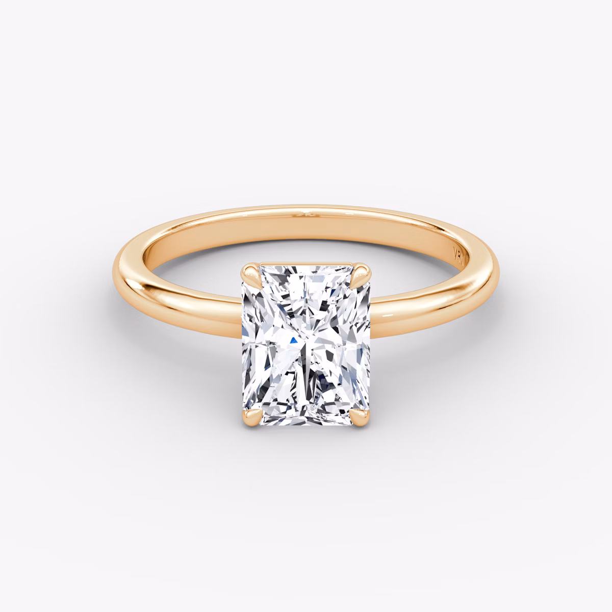 The Signature | Radiant | 14k | Rose Gold | bandAccent: Plain | bandWidth: large | hiddenHalo: no | diamondOrientation: vertical | caratWeight: other