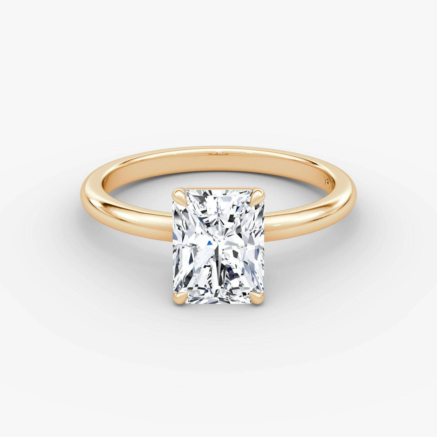 Bague de fiançailles Signature  | Radiant | 14k | Or rose | bandAccent: Simple | bandWidth: large | hiddenHalo: no | diamondOrientation: vertical | caratWeight: other