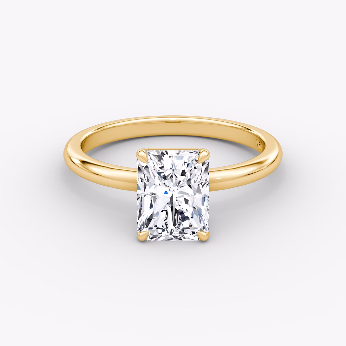 The Signature | Radiant | 18k | Yellow Gold | bandAccent: Plain | bandWidth: large | hiddenHalo: no | diamondOrientation: vertical | caratWeight: other