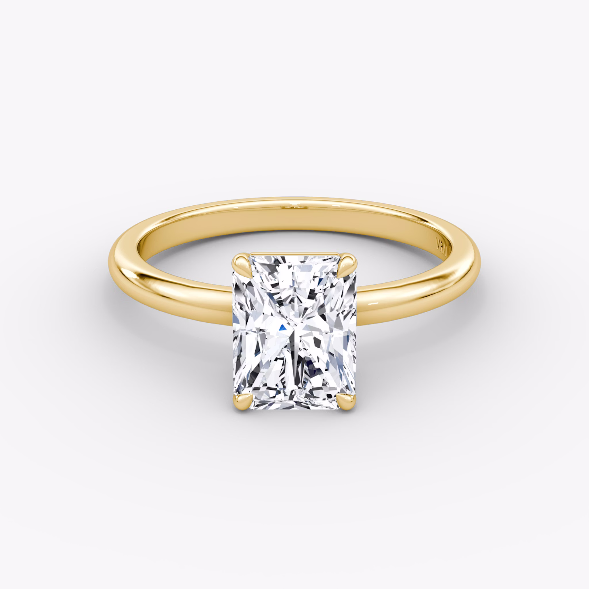The Signature | Radiant | 18k | Yellow Gold | bandAccent: Plain | bandWidth: large | hiddenHalo: no | diamondOrientation: vertical | caratWeight: other