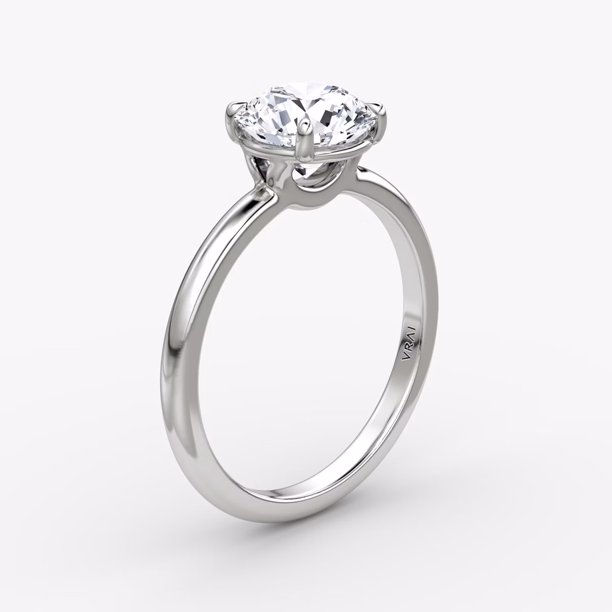 The Signature | Round Brilliant | 18k | White Gold | bandAccent: Plain | bandWidth: large | caratWeight: 2.0ct | hiddenHalo: no | diamondOrientation: vertical