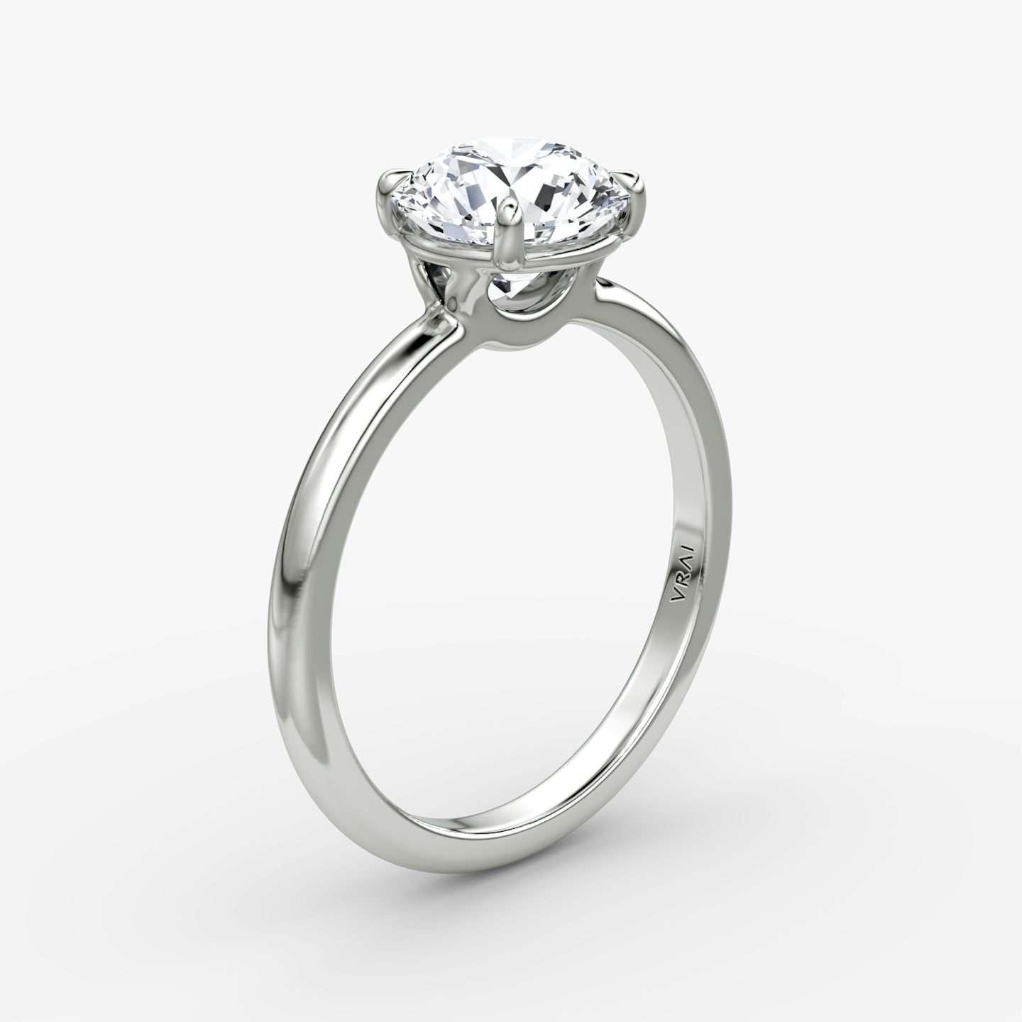 The Signature | Round Brilliant | 18k | White Gold | bandAccent: Plain | bandWidth: large | caratWeight: 1.0ct | hiddenHalo: no | diamondOrientation: horizontal