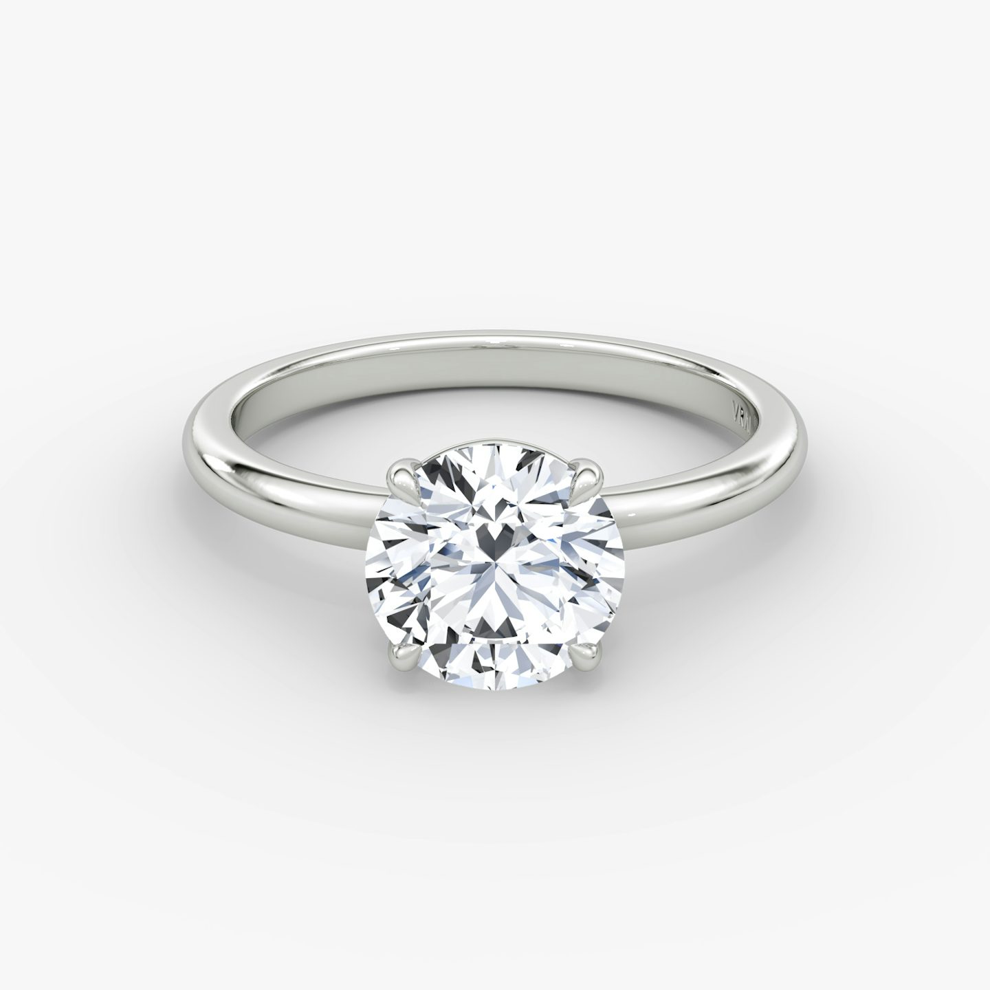 The Signature | Round Brilliant | 18k | White Gold | bandAccent: Plain | bandWidth: large | caratWeight: 1.0ct | hiddenHalo: no | diamondOrientation: horizontal