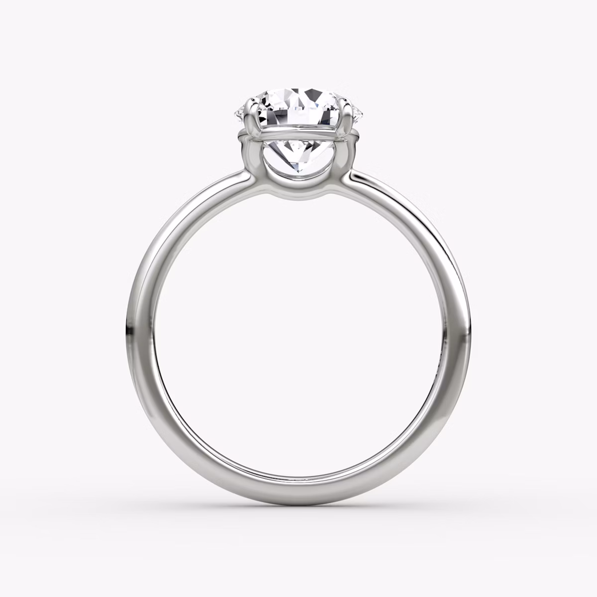 The Signature | Round Brilliant | 18k | White Gold | bandAccent: Plain | bandWidth: large | caratWeight: 2.0ct | hiddenHalo: no | diamondOrientation: vertical
