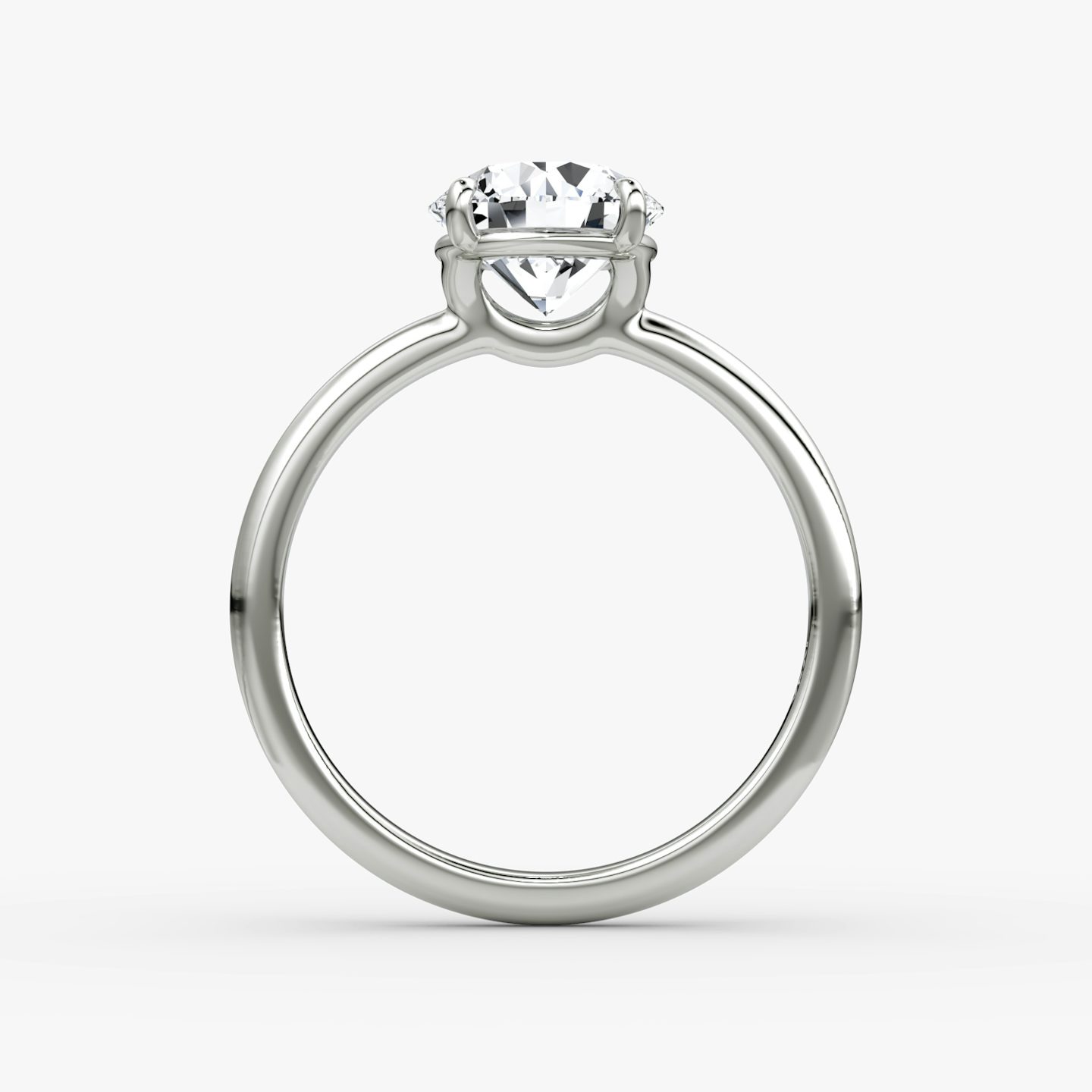 The Signature | Round Brilliant | 18k | White Gold | bandAccent: Plain | bandWidth: large | caratWeight: 1.0ct | hiddenHalo: no | diamondOrientation: horizontal