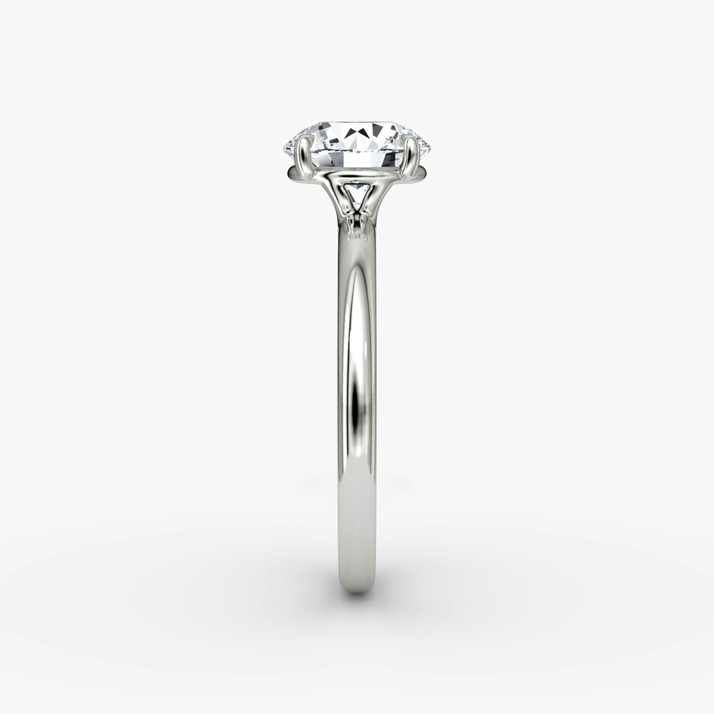 The Signature | Round Brilliant | 18k | White Gold | bandAccent: Plain | bandWidth: large | caratWeight: 1.0ct | hiddenHalo: no | diamondOrientation: horizontal
