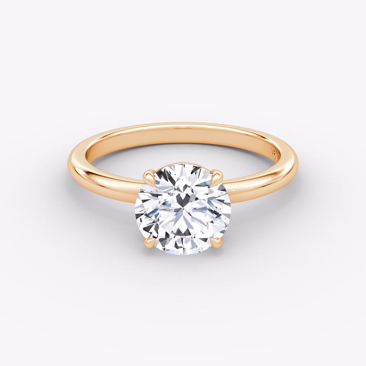 The Signature | Round Brilliant | 14k | Rose Gold | bandAccent: Plain | bandWidth: large | caratWeight: other | hiddenHalo: no | diamondOrientation: vertical