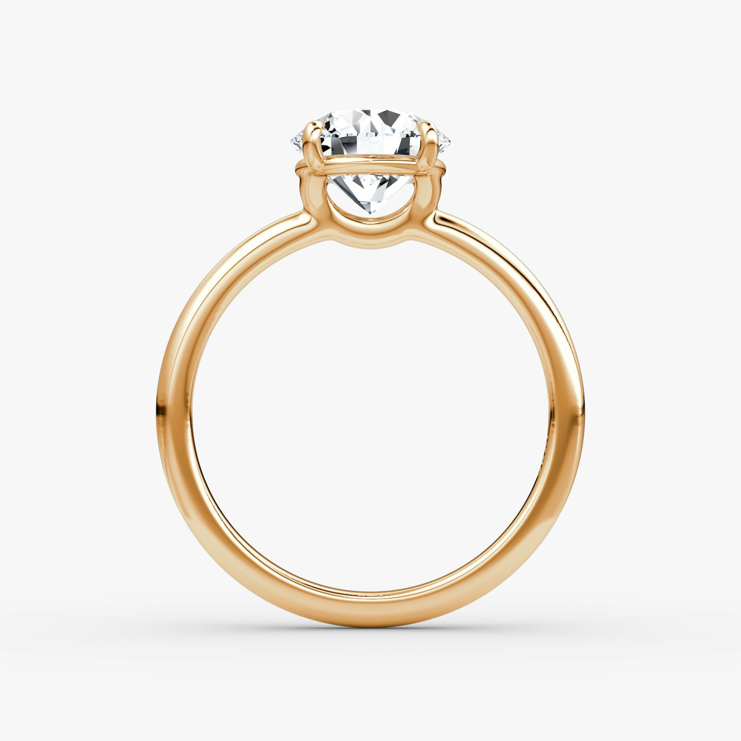 The Signature | Round Brilliant | 14k | Rose Gold | bandAccent: Plain | bandWidth: large | caratWeight: 1.5ct | hiddenHalo: no | diamondOrientation: horizontal
