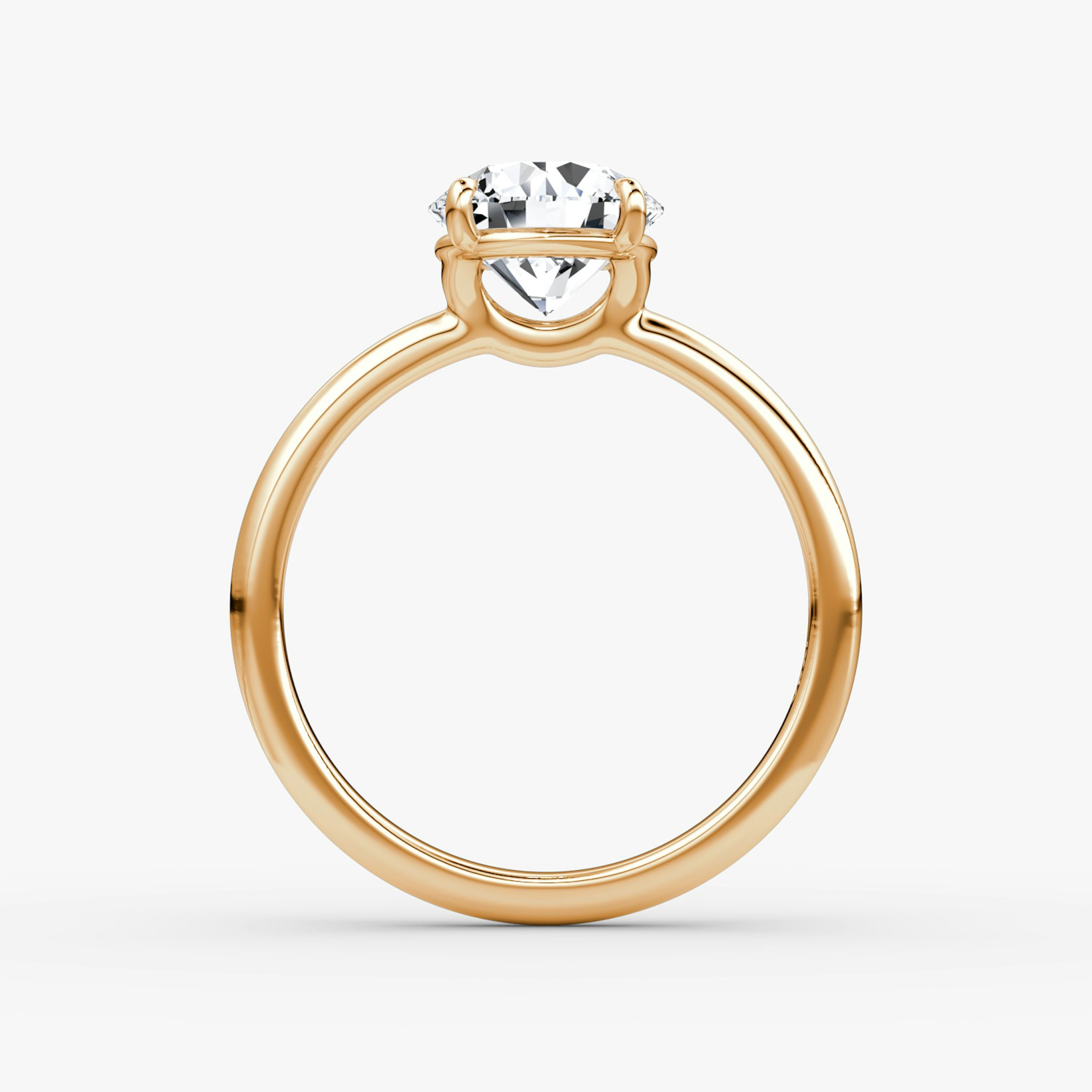 The Signature | Round Brilliant | 14k | Rose Gold | bandAccent: Plain | bandWidth: large | caratWeight: other | hiddenHalo: no | diamondOrientation: vertical