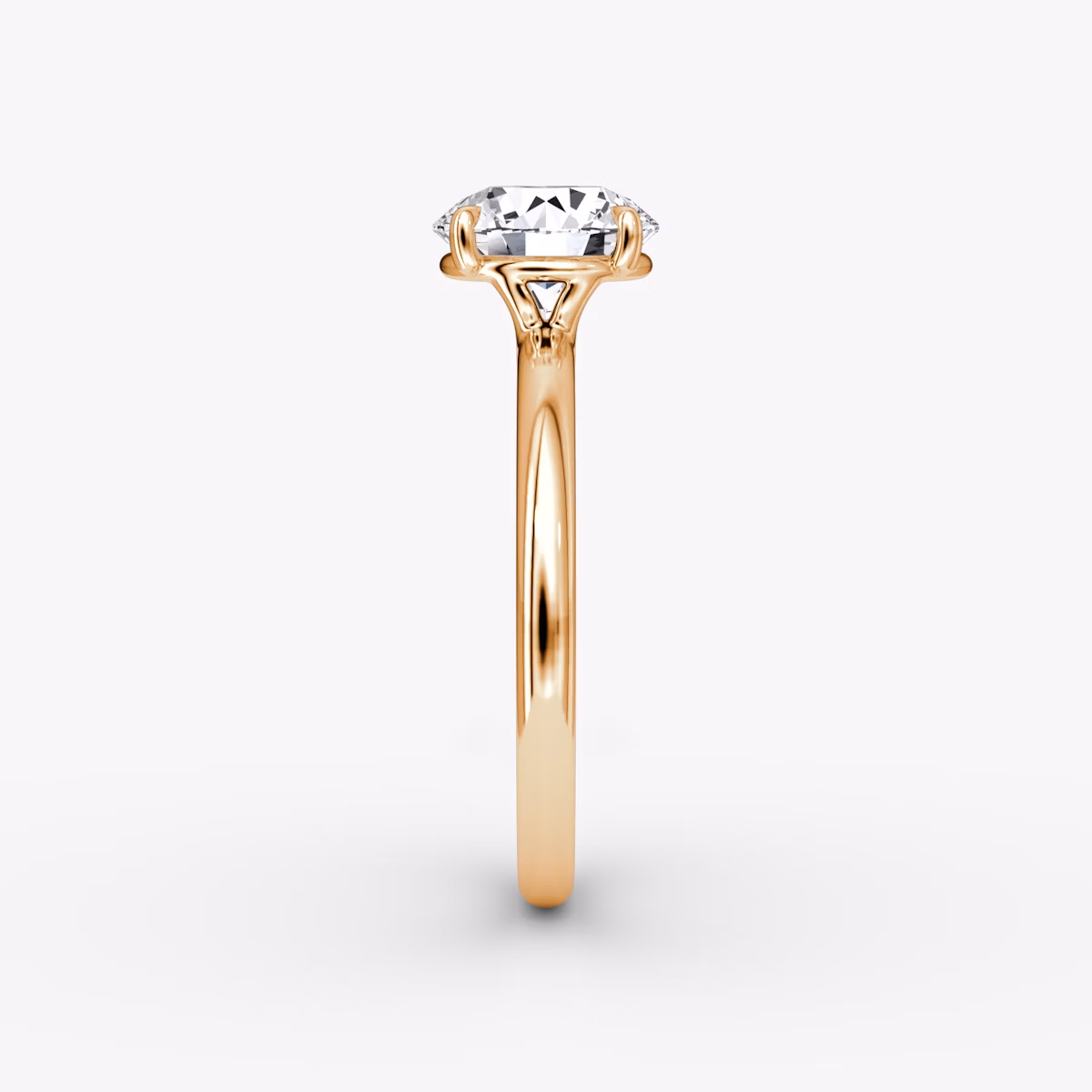 The Signature | Round Brilliant | 14k | Rose Gold | bandAccent: Plain | bandWidth: large | caratWeight: other | hiddenHalo: no | diamondOrientation: vertical