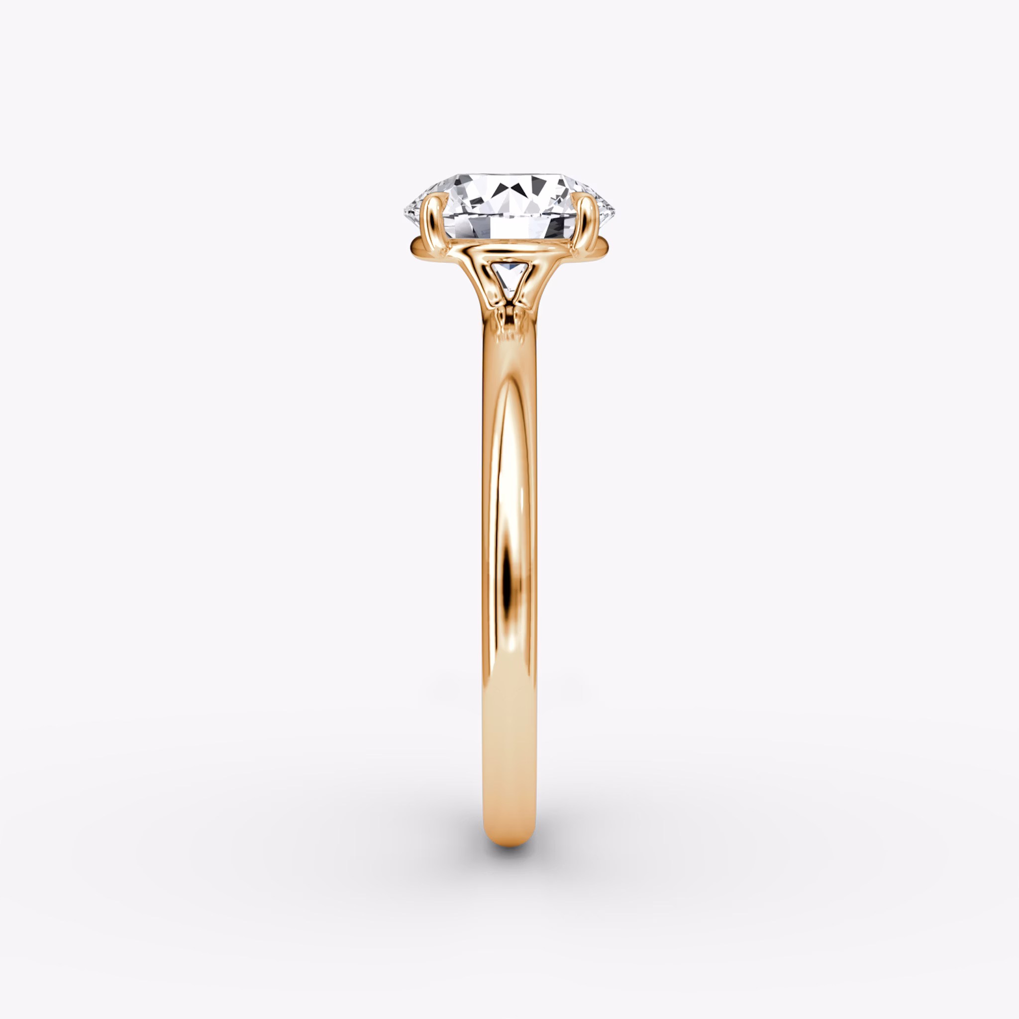 The Signature | Round Brilliant | 14k | Rose Gold | bandAccent: Plain | bandWidth: large | caratWeight: other | hiddenHalo: no | diamondOrientation: vertical