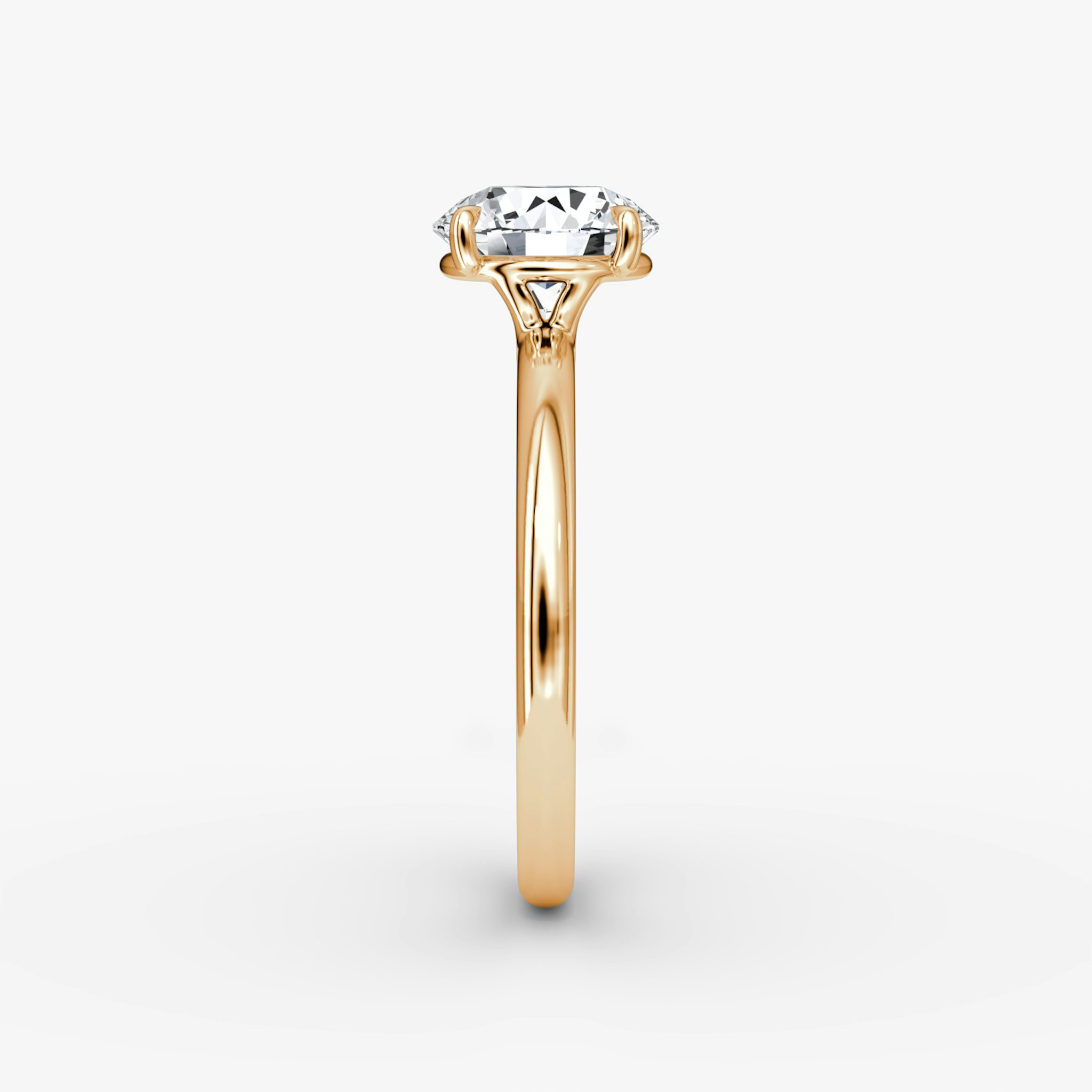 The Signature | Round Brilliant | 14k | Rose Gold | bandAccent: Plain | bandWidth: large | caratWeight: other | hiddenHalo: no | diamondOrientation: vertical