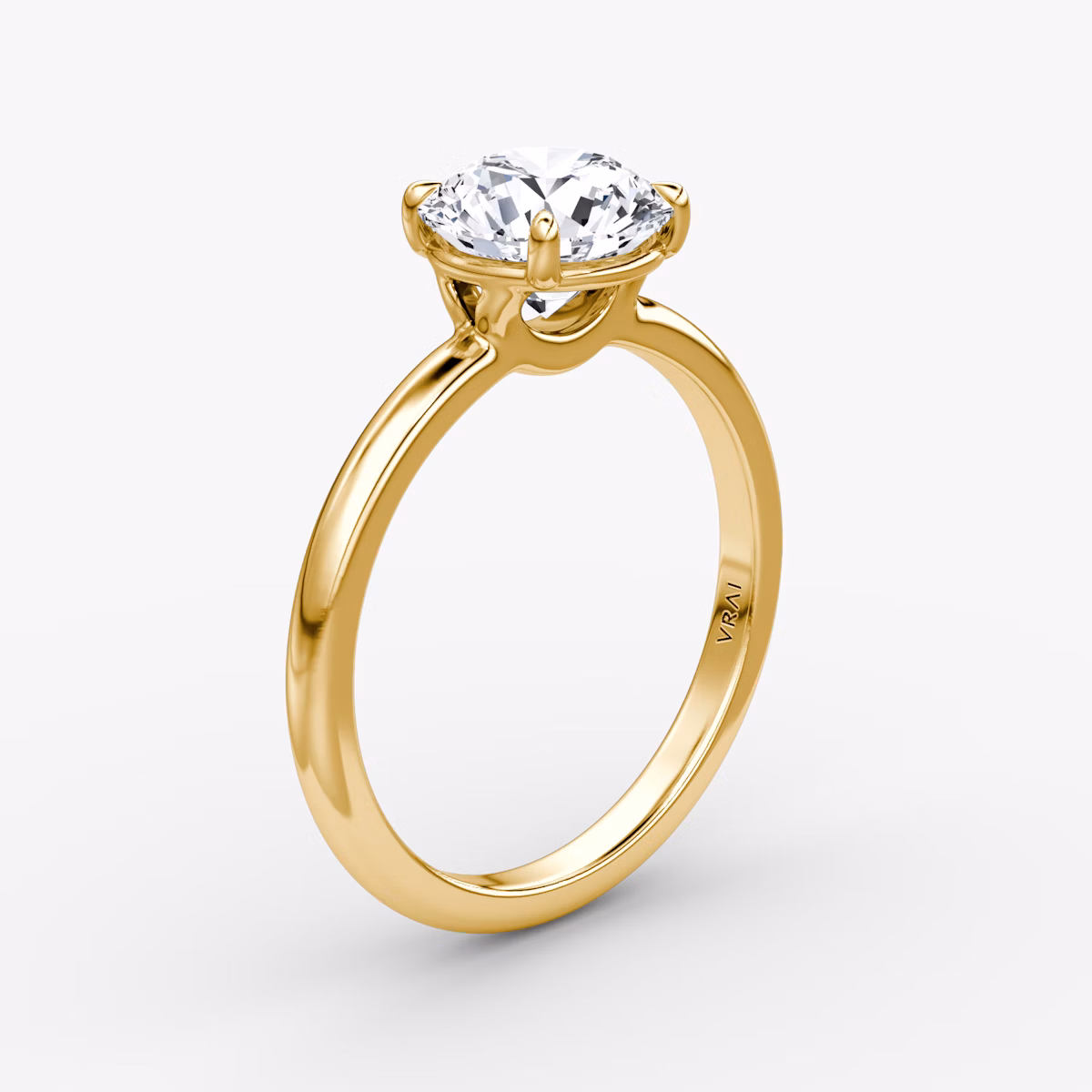 The Signature | Round Brilliant | 18k | Yellow Gold | bandAccent: Plain | bandWidth: large | caratWeight: other | hiddenHalo: no | diamondOrientation: vertical