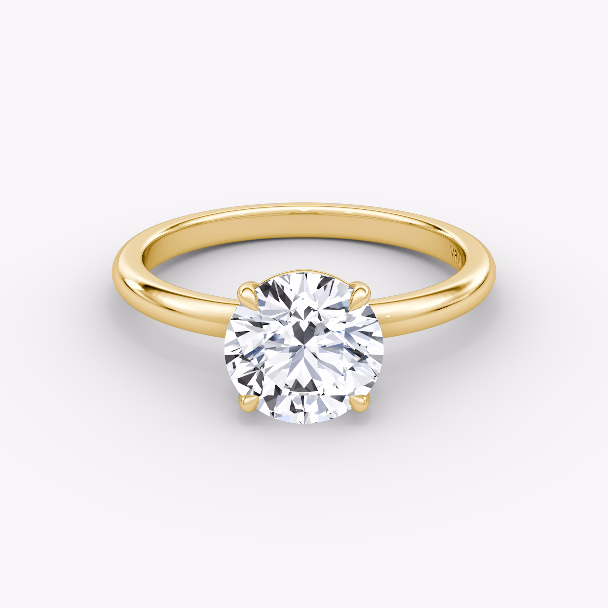 The Signature | Round Brilliant | 18k | Yellow Gold | bandAccent: Plain | bandWidth: large | caratWeight: other | hiddenHalo: no | diamondOrientation: vertical