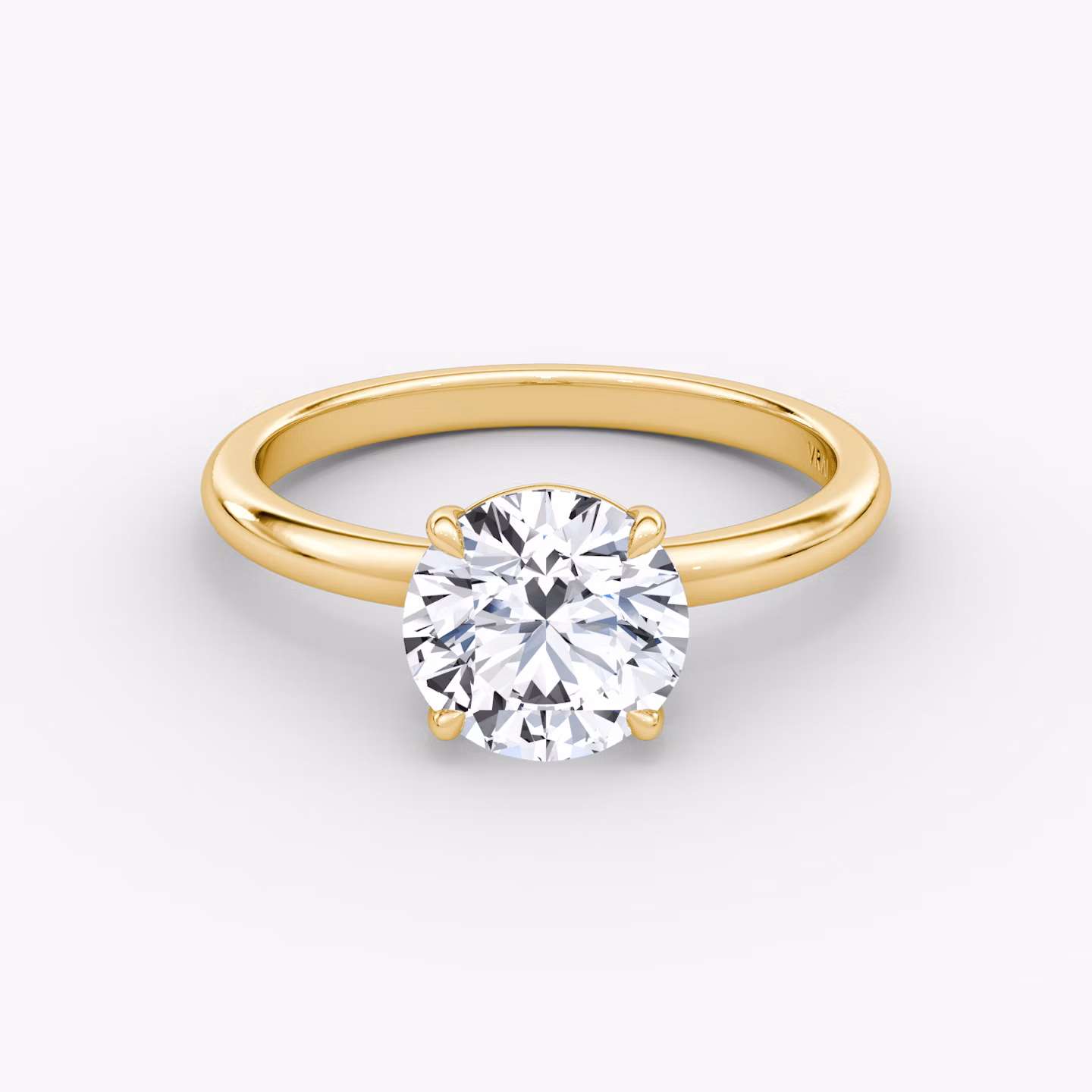 The Signature | Round Brilliant | 18k | Yellow Gold | bandAccent: Plain | bandWidth: large | caratWeight: 2.0ct | hiddenHalo: no | diamondOrientation: vertical