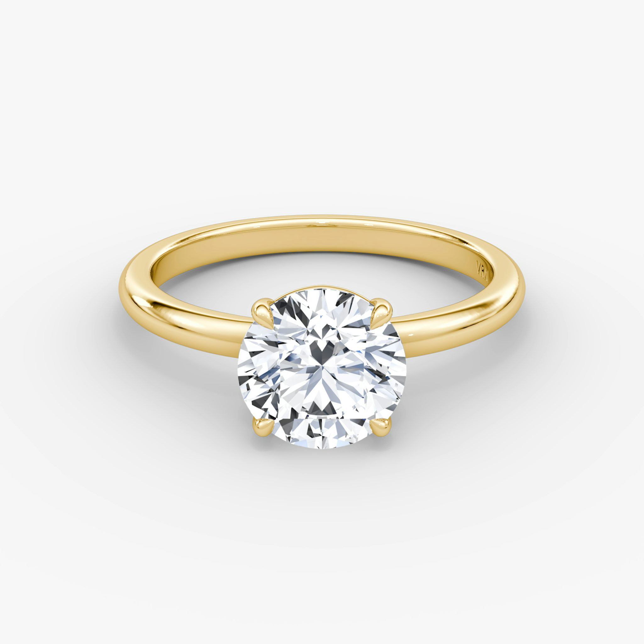 The Signature | Round Brilliant | 18k | Yellow Gold | bandAccent: Plain | bandWidth: large | caratWeight: other | hiddenHalo: no | diamondOrientation: vertical