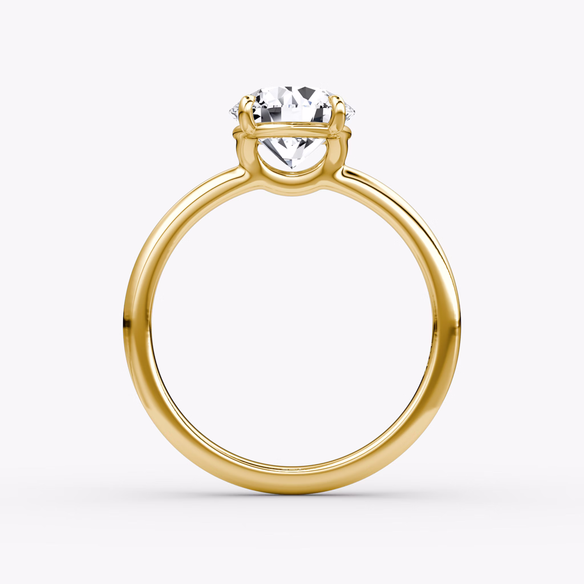 The Signature | Round Brilliant | 18k | Yellow Gold | bandAccent: Plain | bandWidth: large | caratWeight: other | hiddenHalo: no | diamondOrientation: vertical
