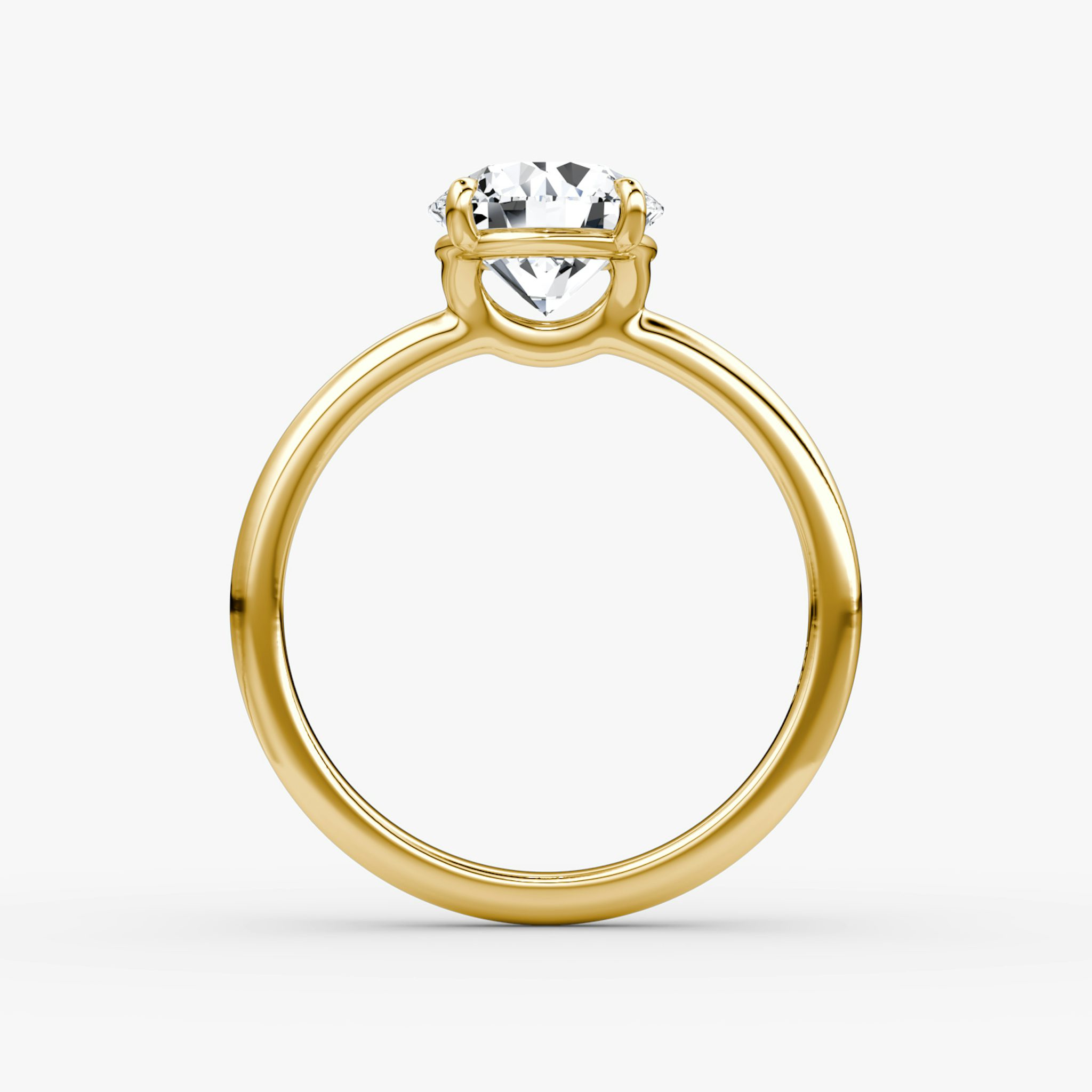 The Signature | Round Brilliant | 18k | Yellow Gold | bandAccent: Plain | bandWidth: large | caratWeight: other | hiddenHalo: no | diamondOrientation: vertical