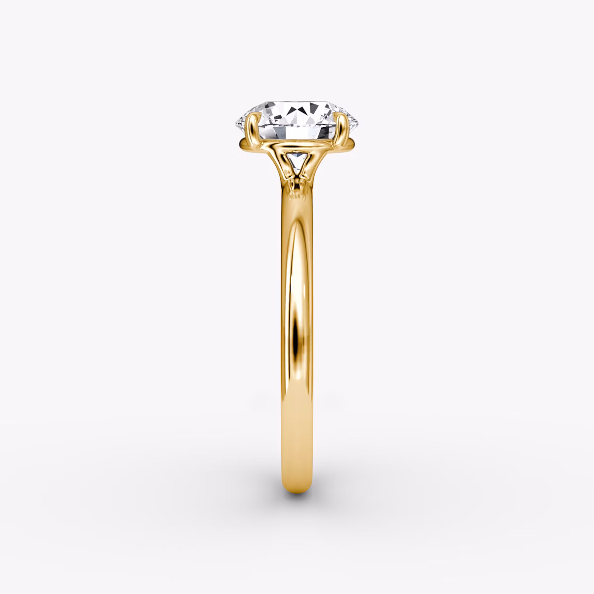 The Signature | Round Brilliant | 18k | Yellow Gold | bandAccent: Plain | bandWidth: large | caratWeight: other | hiddenHalo: no | diamondOrientation: vertical