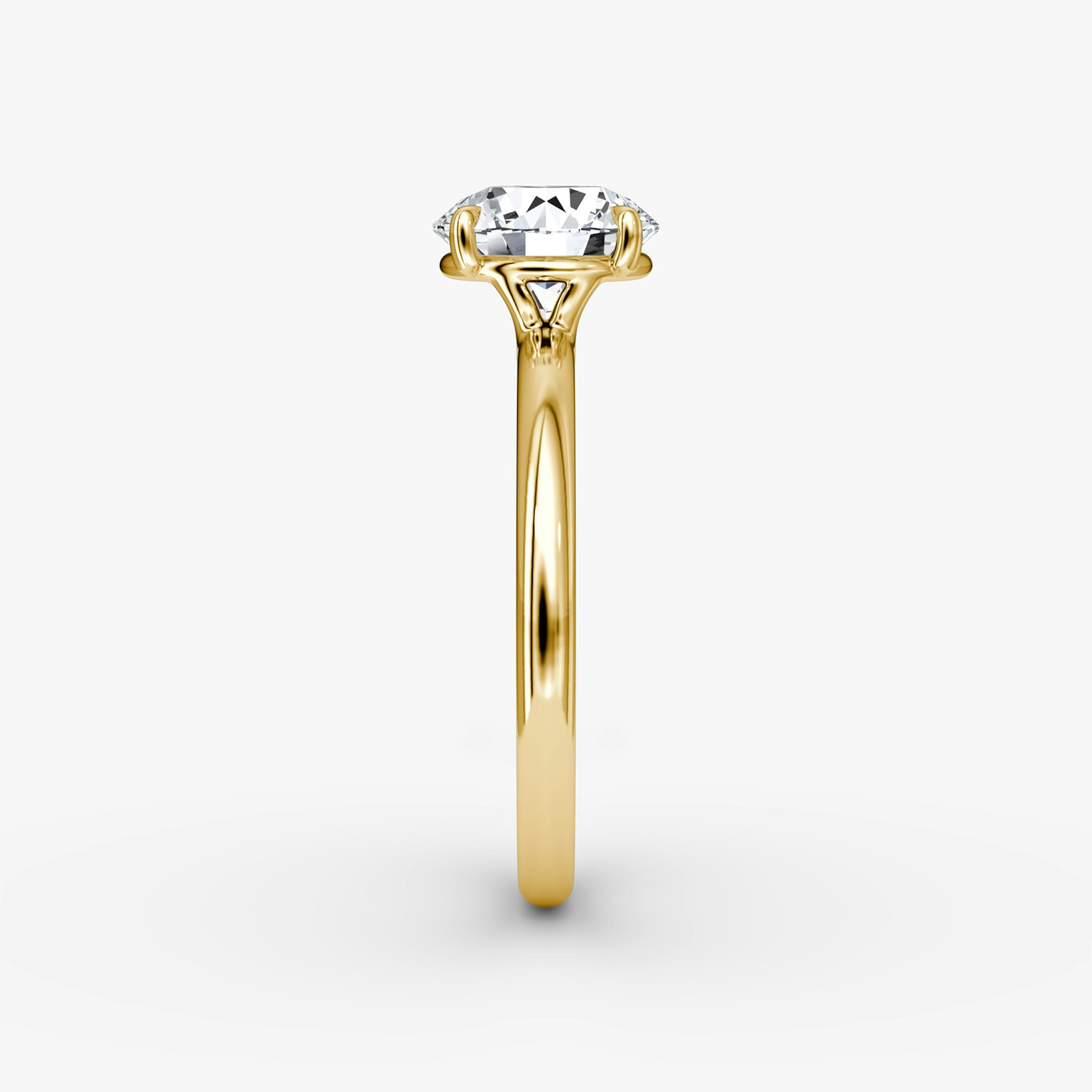 The Signature | Round Brilliant | 18k | Yellow Gold | bandAccent: Plain | bandWidth: large | caratWeight: other | hiddenHalo: no | diamondOrientation: vertical