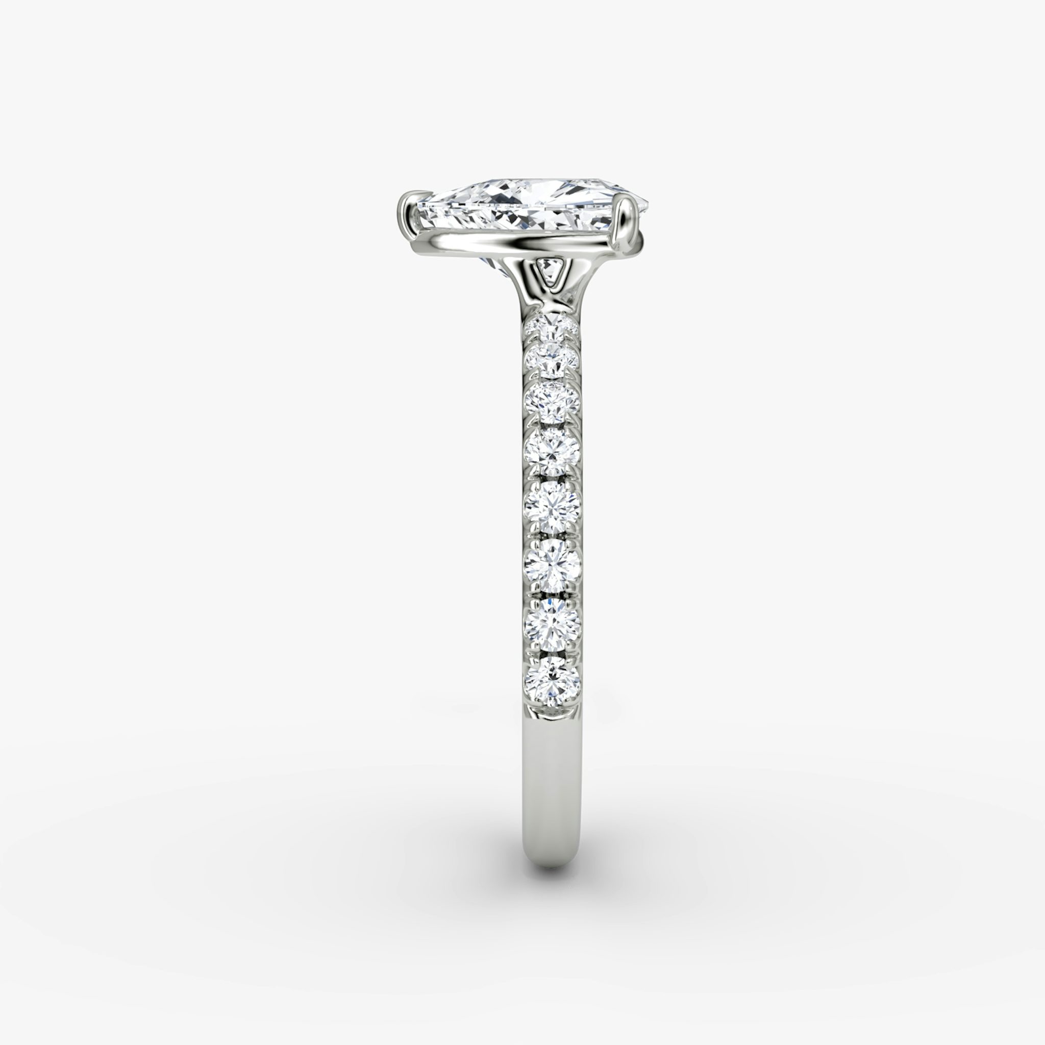 The Signature | Trillion | 18k | White Gold | bandAccent: Pavé | bandWidth: large | hiddenHalo: no | diamondOrientation: vertical | caratWeight: other
