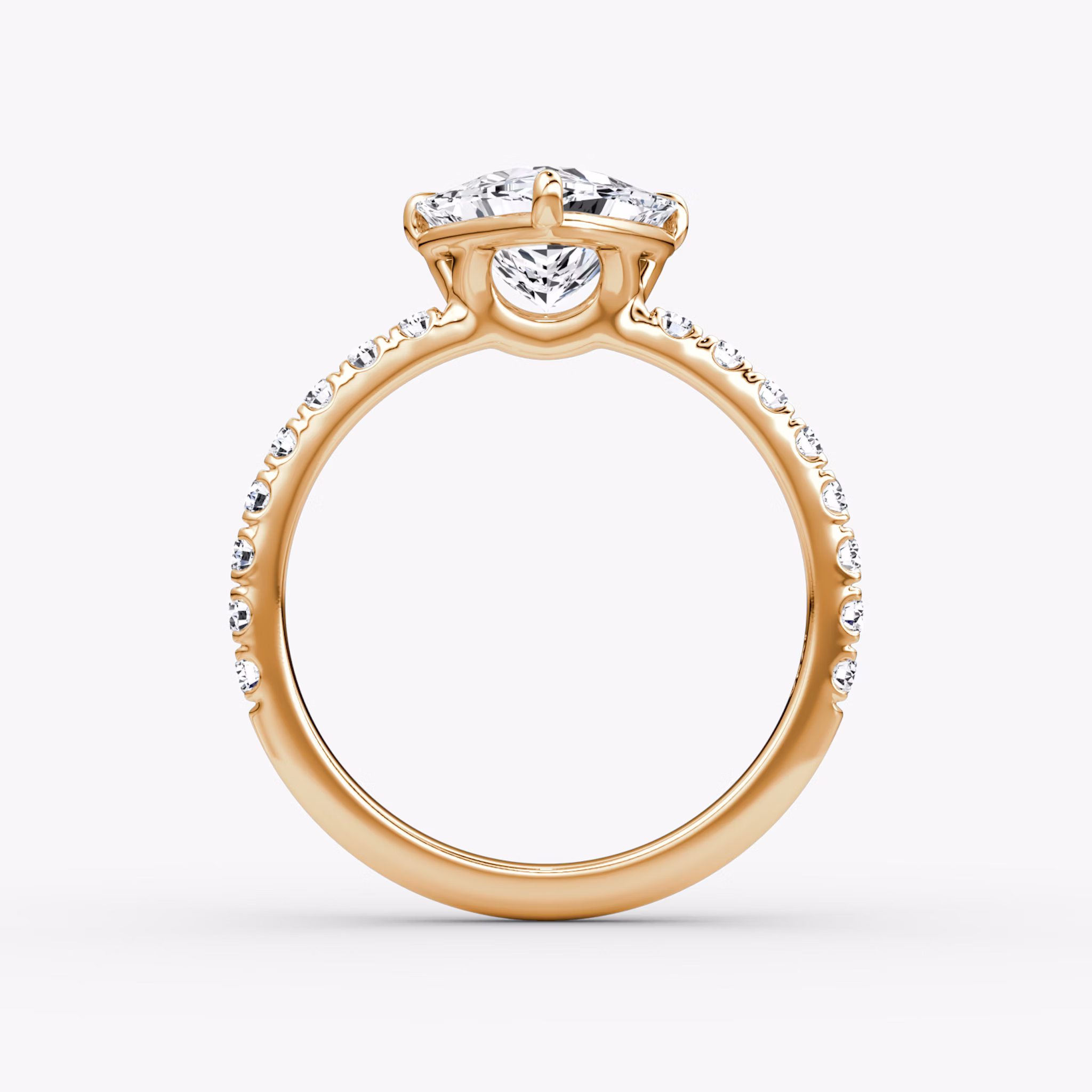 The Signature | Trillion | 14k | Rose Gold | bandAccent: Pavé | bandWidth: large | hiddenHalo: no | diamondOrientation: vertical | caratWeight: other