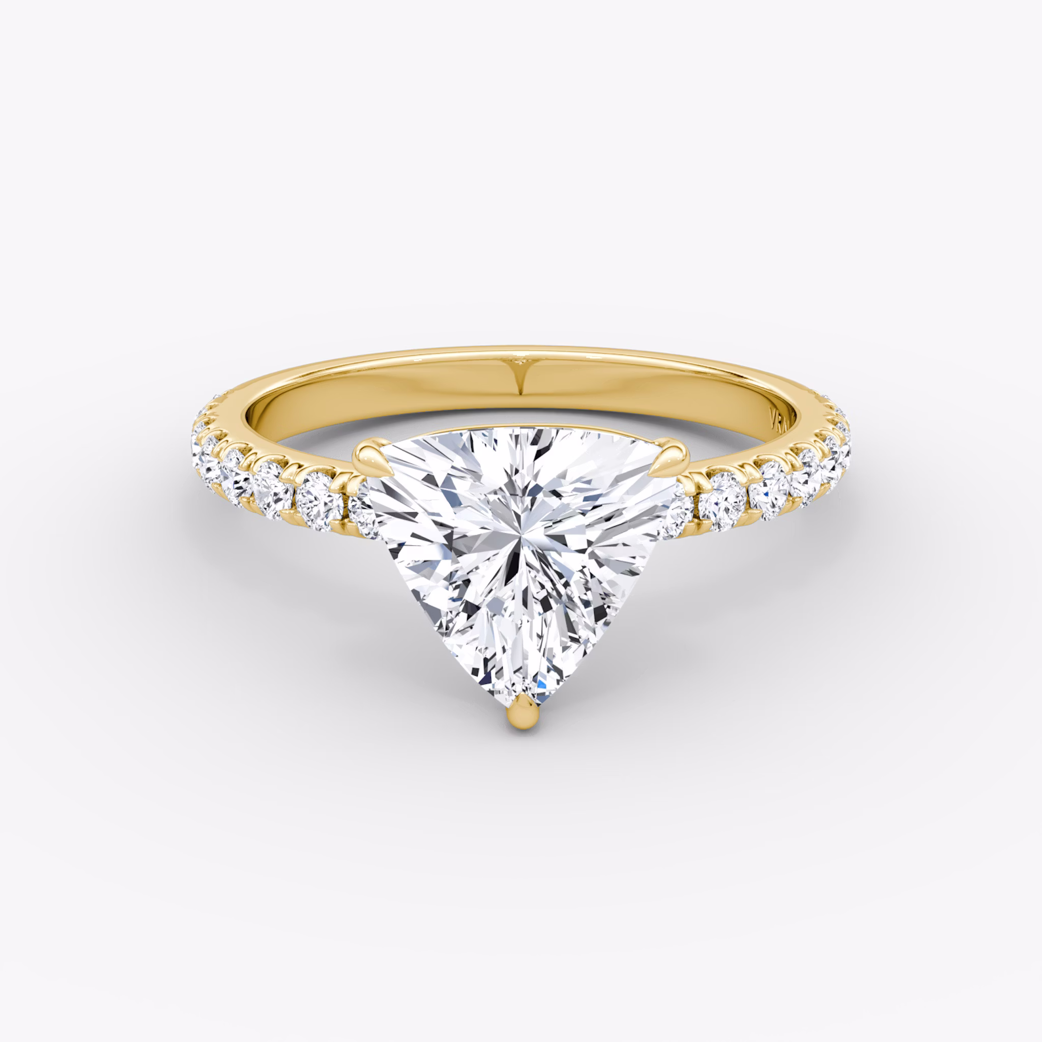 The Signature | Trillion | 18k | Yellow Gold | bandAccent: Pavé | bandWidth: large | hiddenHalo: no | diamondOrientation: vertical | caratWeight: other