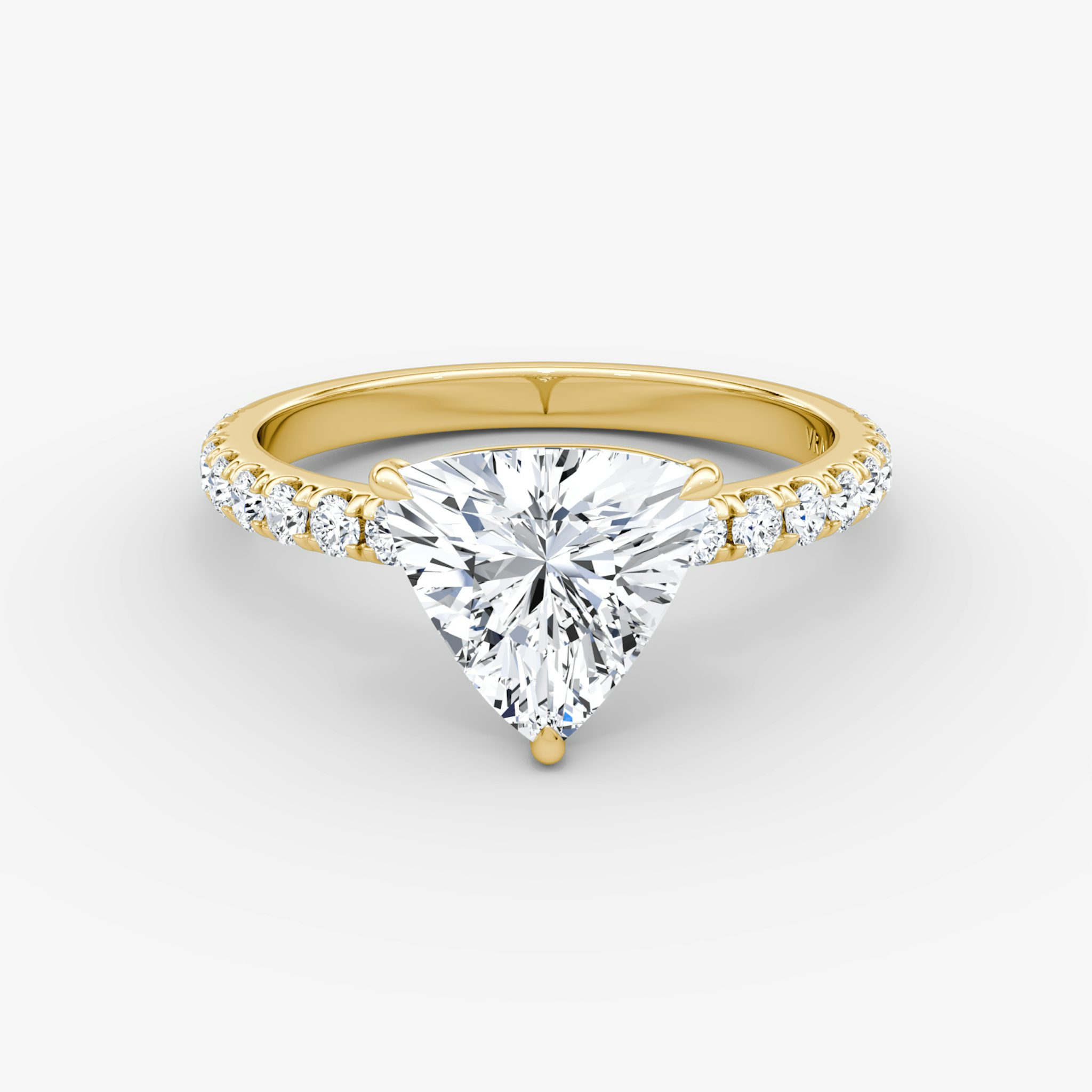 The Signature | Trillion | 18k | Yellow Gold | bandAccent: Pavé | bandWidth: large | hiddenHalo: no | diamondOrientation: vertical | caratWeight: other