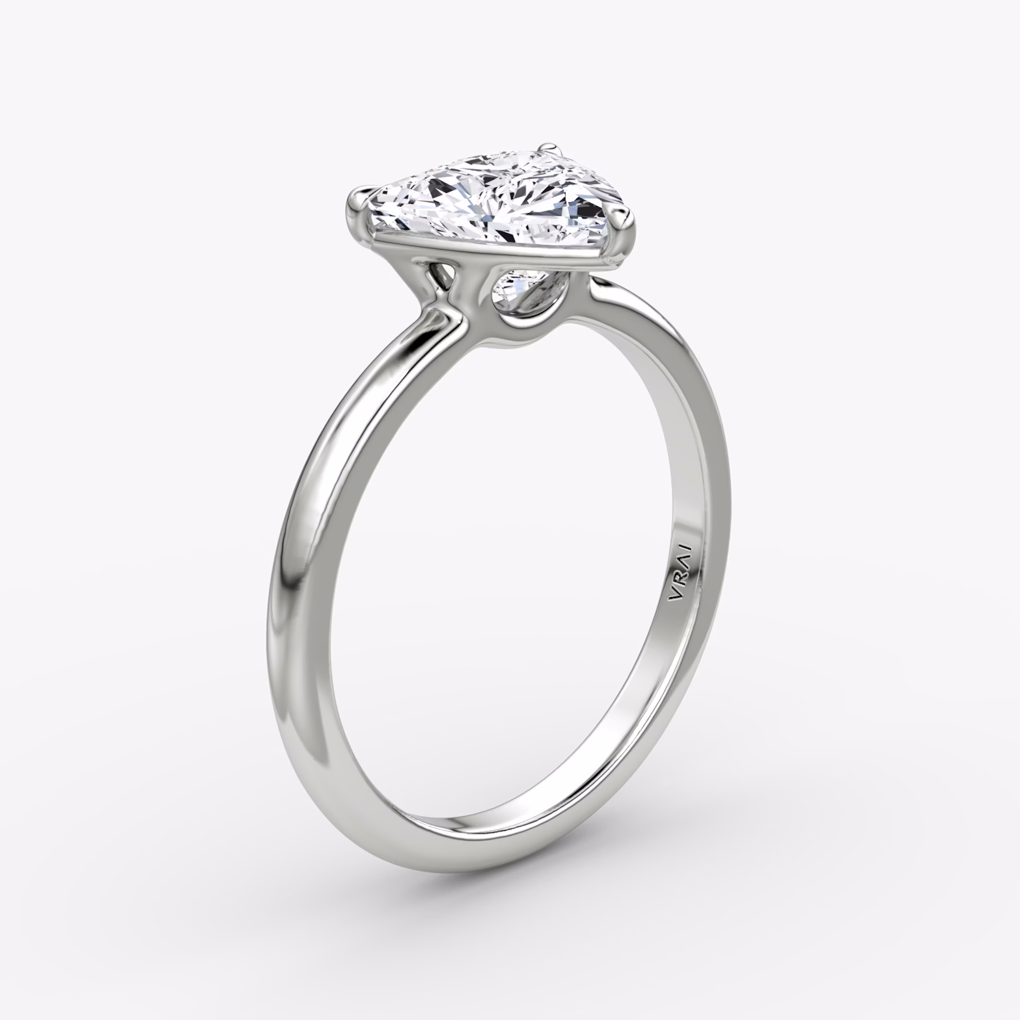 The Signature | Trillion | 18k | White Gold | bandAccent: Plain | bandWidth: large | hiddenHalo: no | diamondOrientation: vertical | caratWeight: other