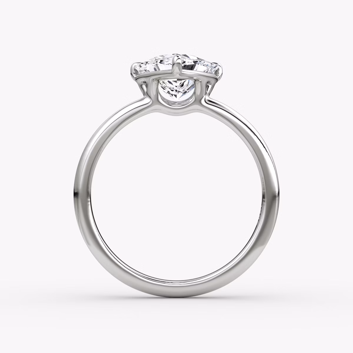The Signature | Trillion | 18k | White Gold | bandAccent: Plain | bandWidth: large | hiddenHalo: no | diamondOrientation: vertical | caratWeight: other