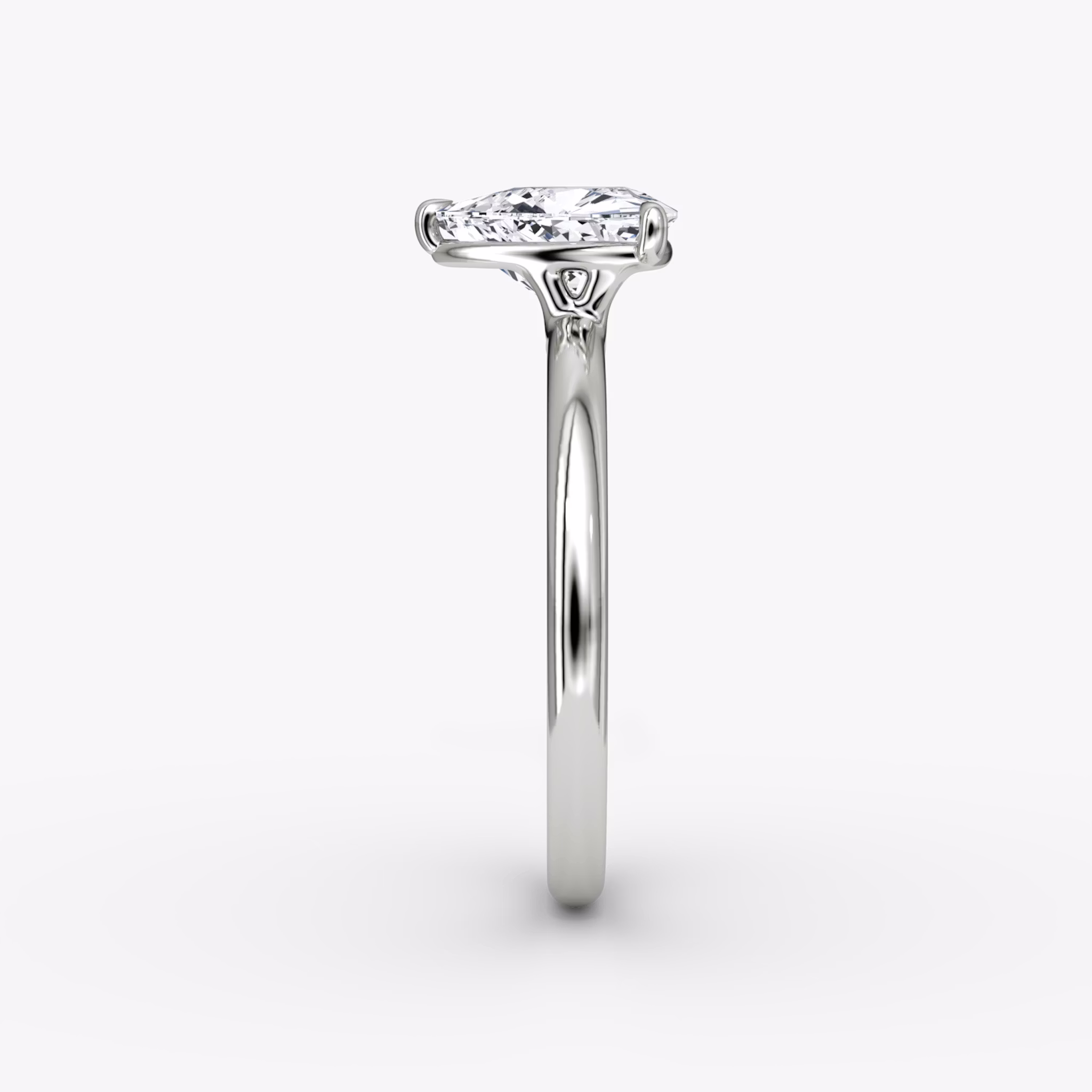 The Signature | Trillion | 18k | White Gold | bandAccent: Plain | bandWidth: large | hiddenHalo: no | diamondOrientation: vertical | caratWeight: other
