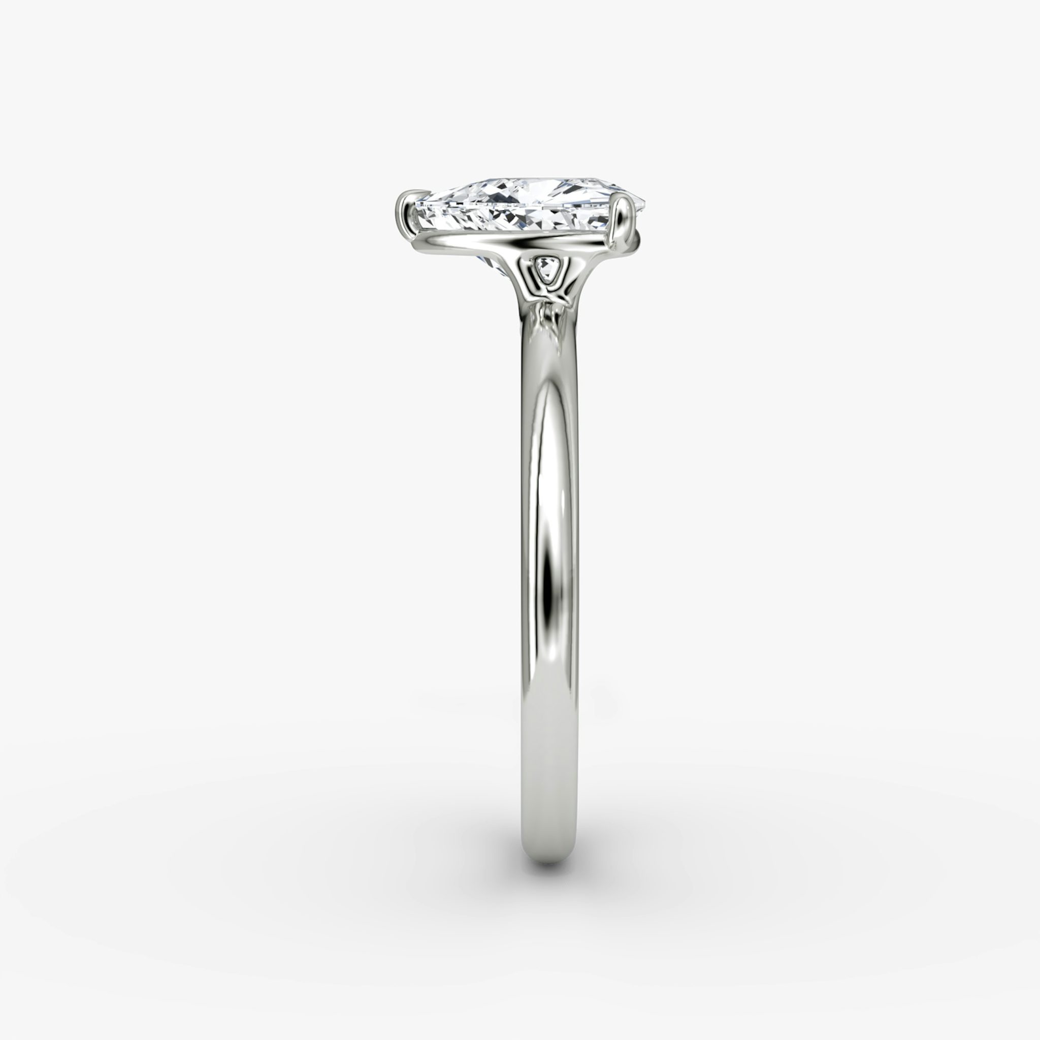The Signature | Trillion | 18k | White Gold | bandAccent: Plain | bandWidth: large | hiddenHalo: no | diamondOrientation: vertical | caratWeight: other