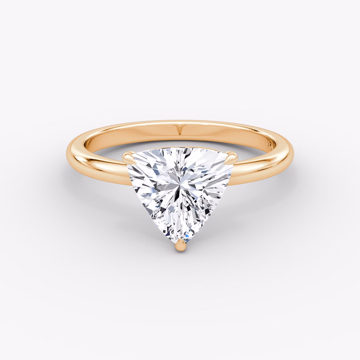 The Signature | Trillion | 14k | Rose Gold | bandAccent: Plain | bandWidth: large | hiddenHalo: no | diamondOrientation: vertical | caratWeight: other