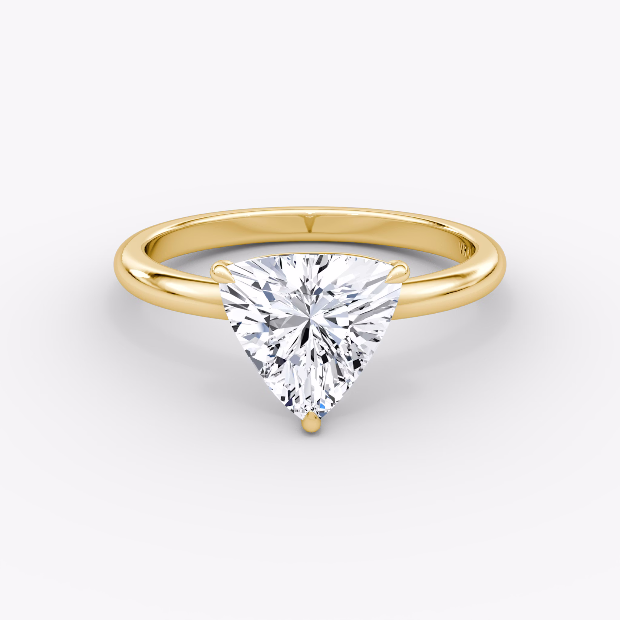 The Signature | Trillion | 18k | Yellow Gold | bandAccent: Plain | bandWidth: large | hiddenHalo: no | diamondOrientation: vertical | caratWeight: other