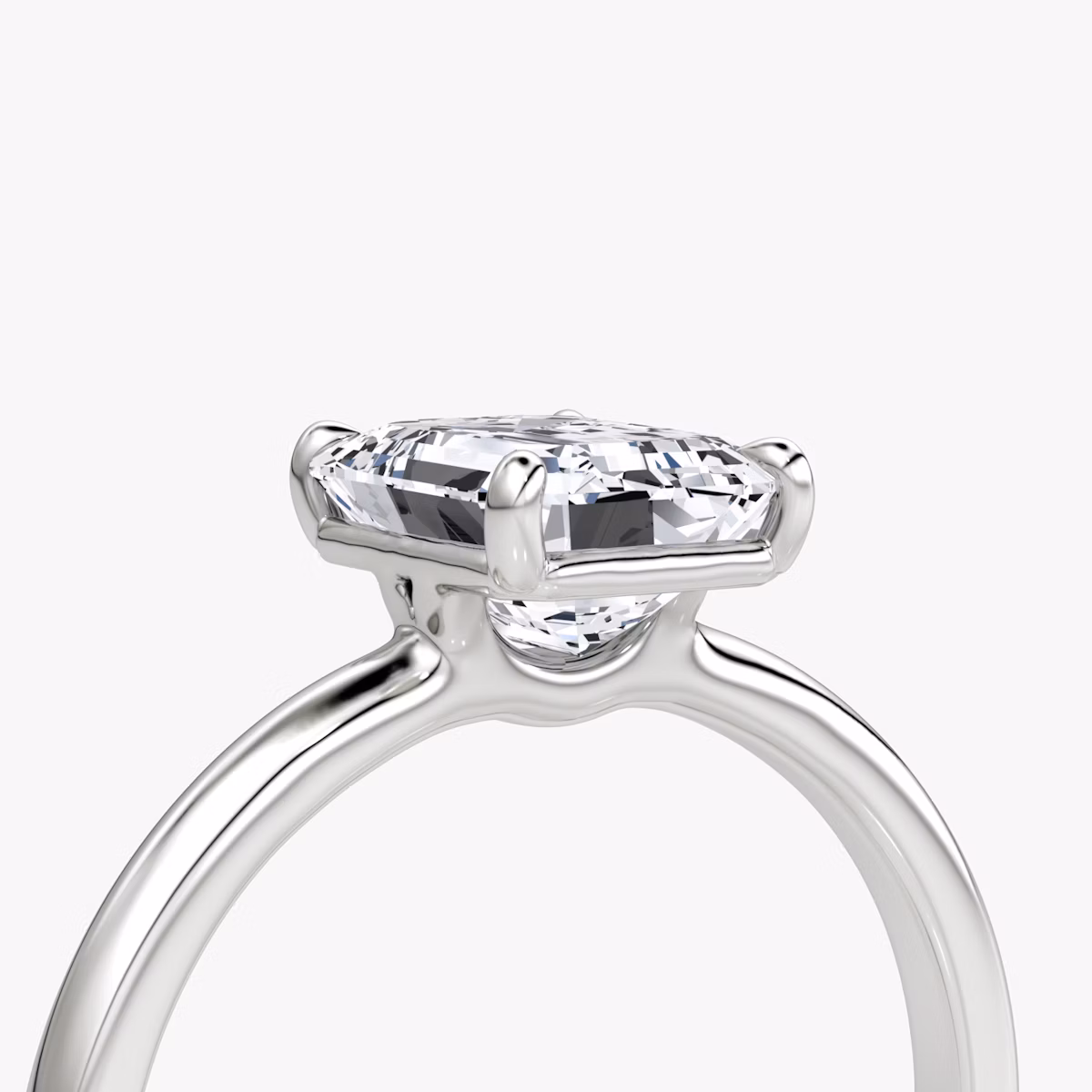 The Signature | Emerald | 18k | White Gold | bandAccent: Plain | bandWidth: large | hiddenHalo: no | diamondOrientation: vertical | caratWeight: other