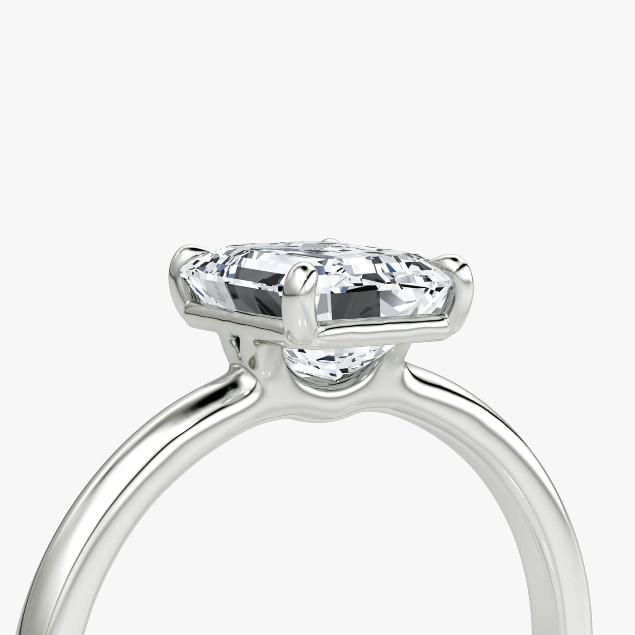 The Signature | Emerald | 18k | White Gold | bandAccent: Plain | bandWidth: large | hiddenHalo: no | diamondOrientation: vertical | caratWeight: other