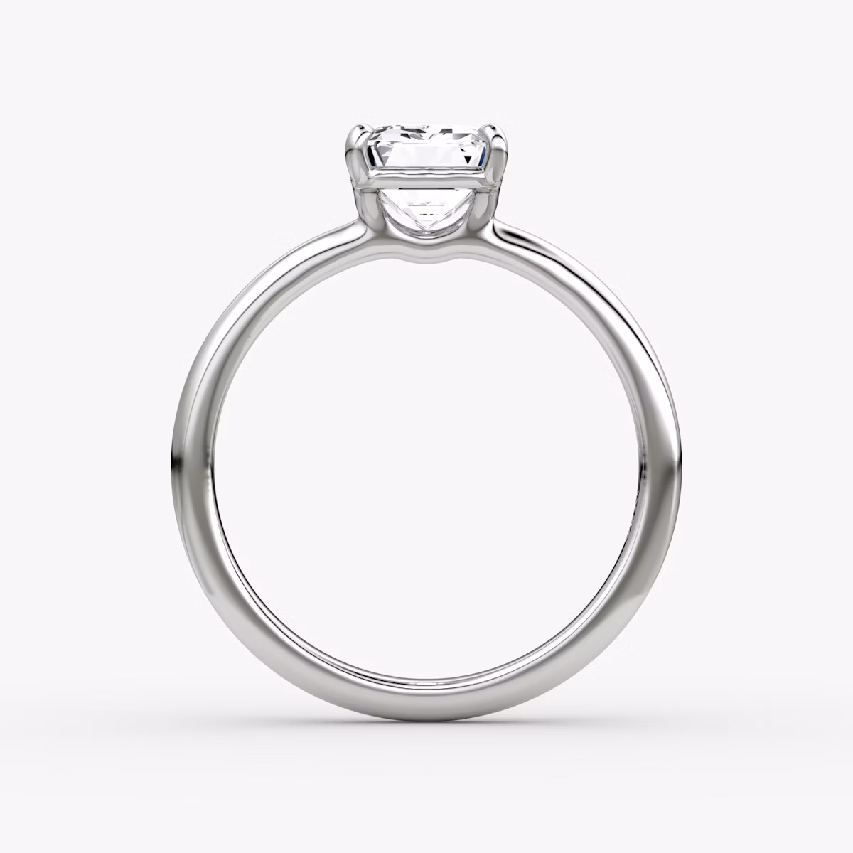 The Signature | Emerald | 18k | White Gold | bandAccent: Plain | bandWidth: large | hiddenHalo: no | diamondOrientation: vertical | caratWeight: other