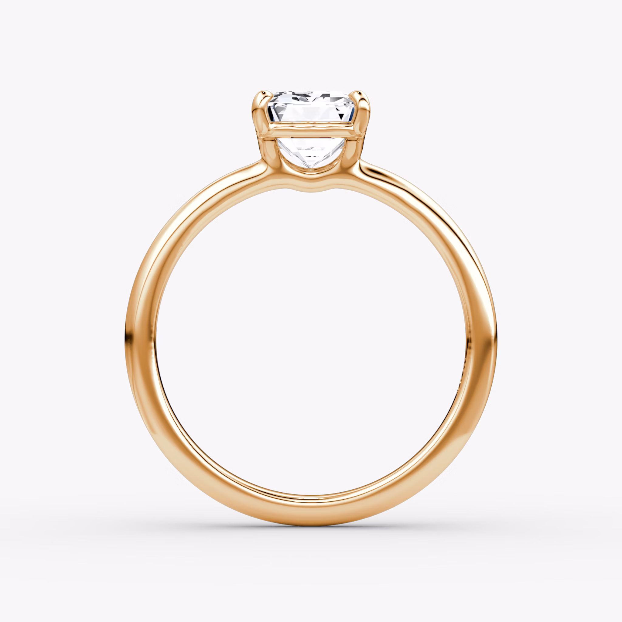 The Signature | Emerald | 14k | Rose Gold | bandAccent: Plain | bandWidth: large | hiddenHalo: no | diamondOrientation: vertical | caratWeight: other