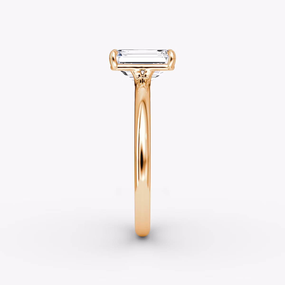 The Signature | Emerald | 14k | Rose Gold | bandAccent: Plain | bandWidth: large | hiddenHalo: no | diamondOrientation: vertical | caratWeight: other