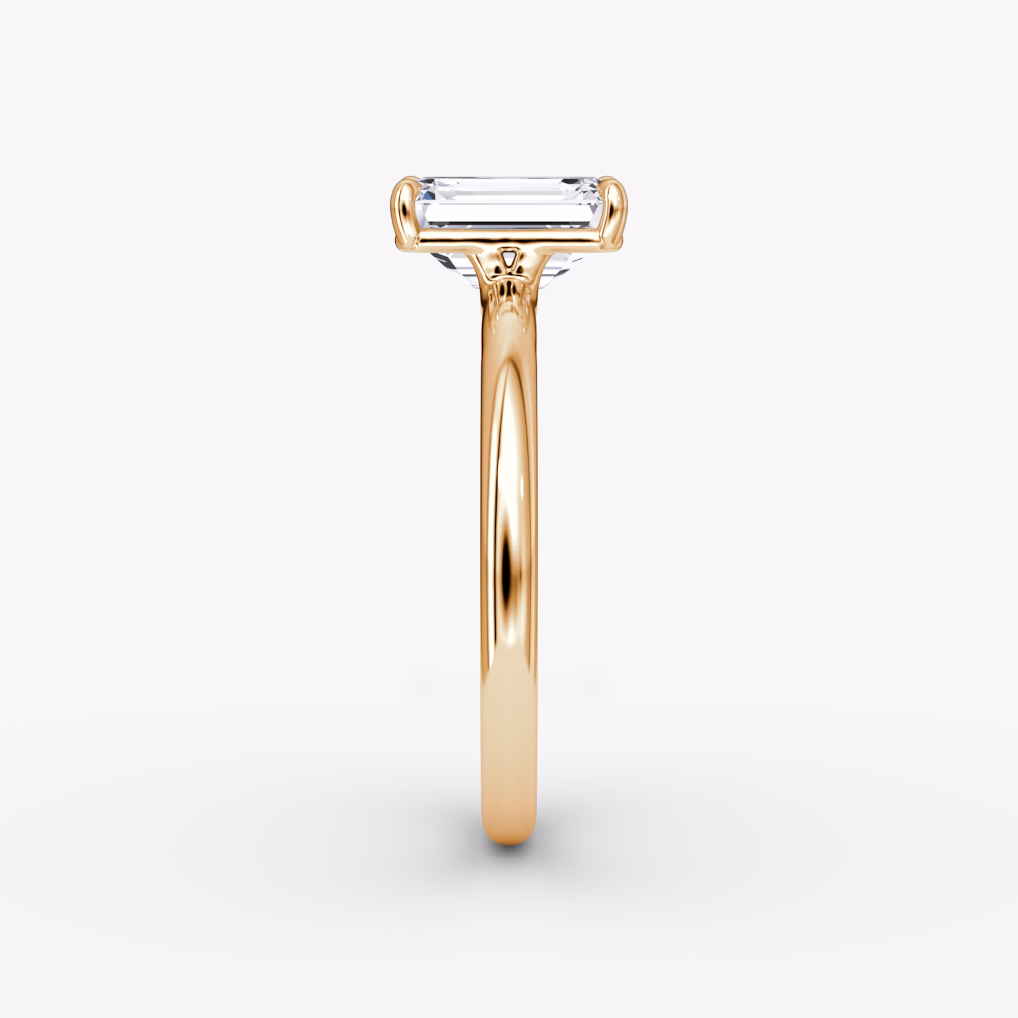 The Signature | Emerald | 14k | Rose Gold | bandAccent: Plain | bandWidth: large | hiddenHalo: no | diamondOrientation: vertical | caratWeight: other