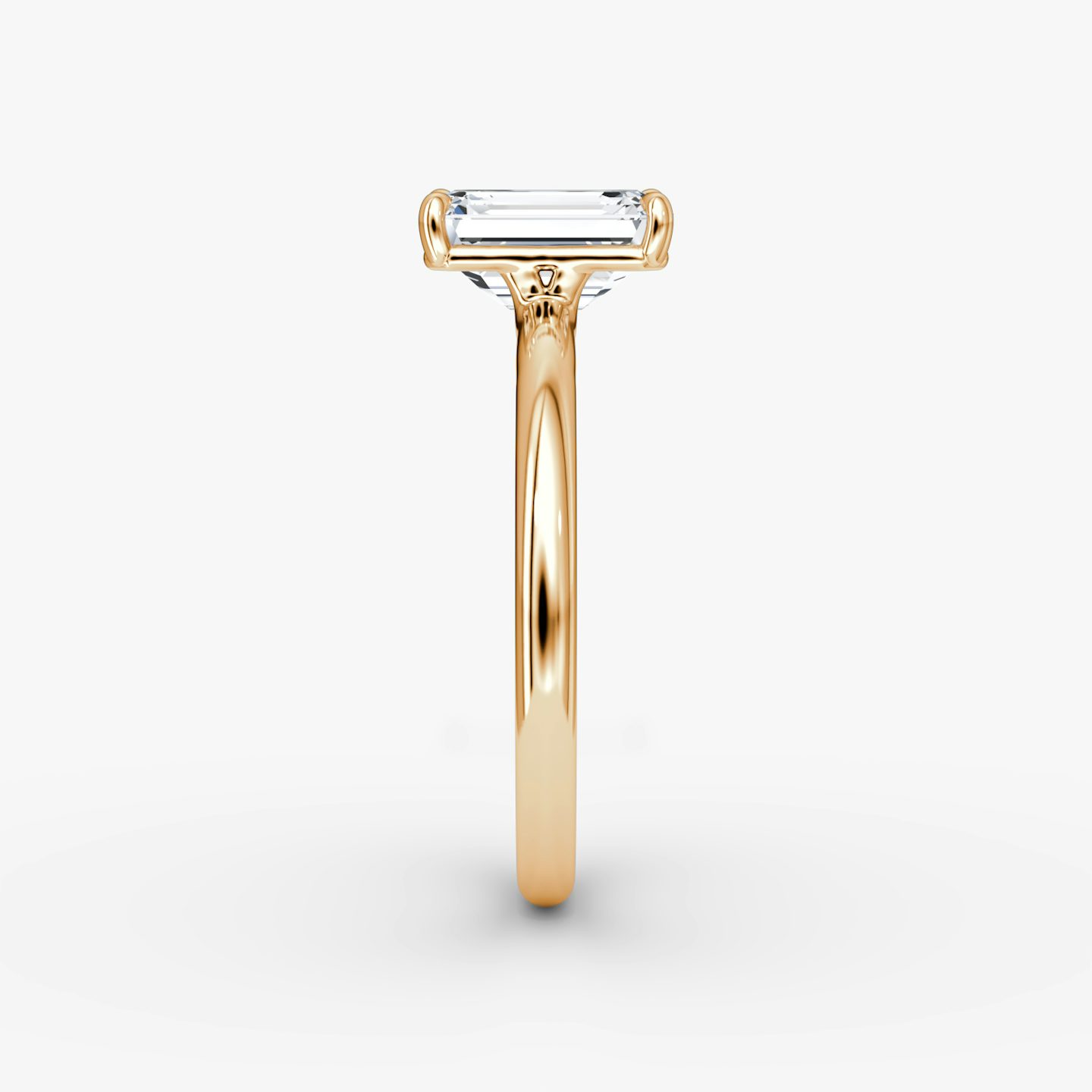 Bague de fiançailles Signature  | Émeraude | 14k | Or rose | bandAccent: Simple | bandWidth: large | hiddenHalo: no | diamondOrientation: vertical | caratWeight: other