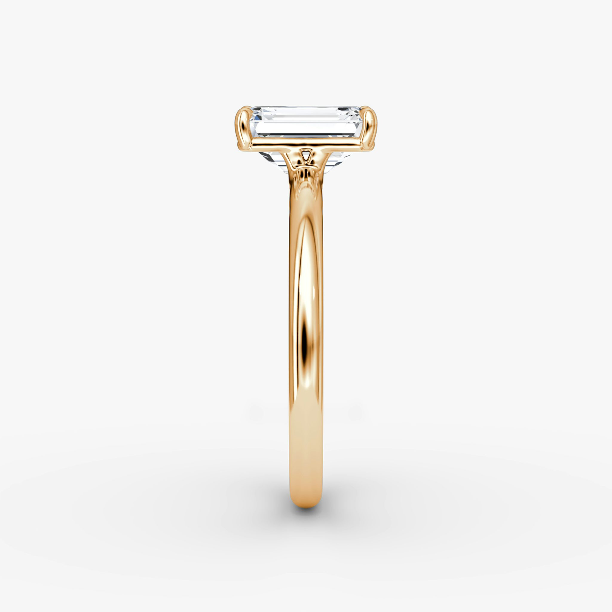 The Signature | Emerald | 14k | Rose Gold | bandAccent: Plain | bandWidth: large | hiddenHalo: no | diamondOrientation: vertical | caratWeight: other