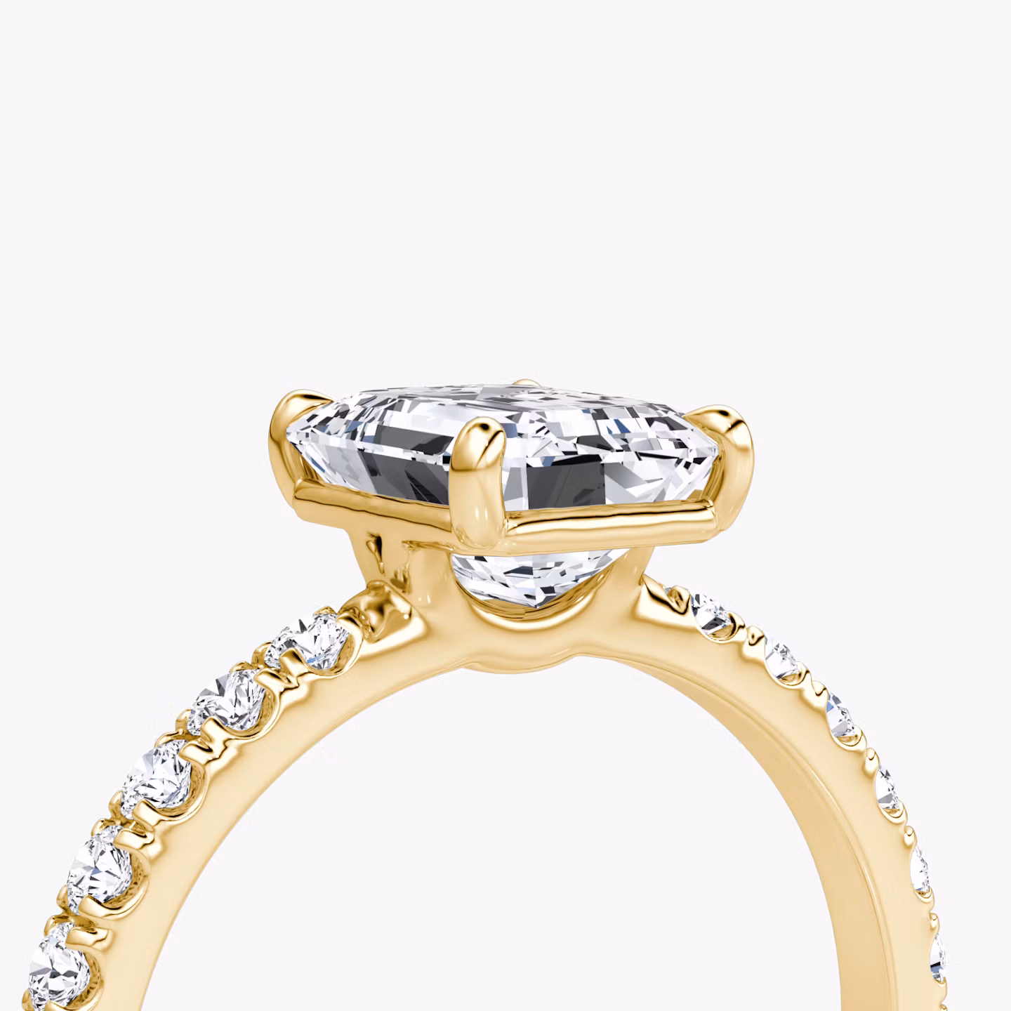 The Signature | Emerald | 18k | Yellow Gold | bandAccent: Pavé | bandWidth: large | hiddenHalo: no | diamondOrientation: vertical | caratWeight: other