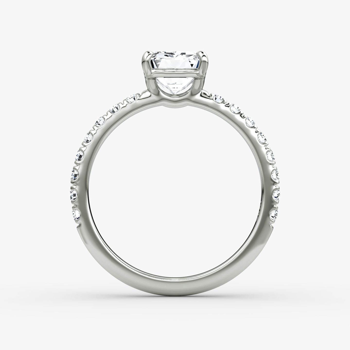 The Signature | Emerald | Platinum | bandAccent: Pavé | bandWidth: large | hiddenHalo: no | diamondOrientation: vertical | caratWeight: other